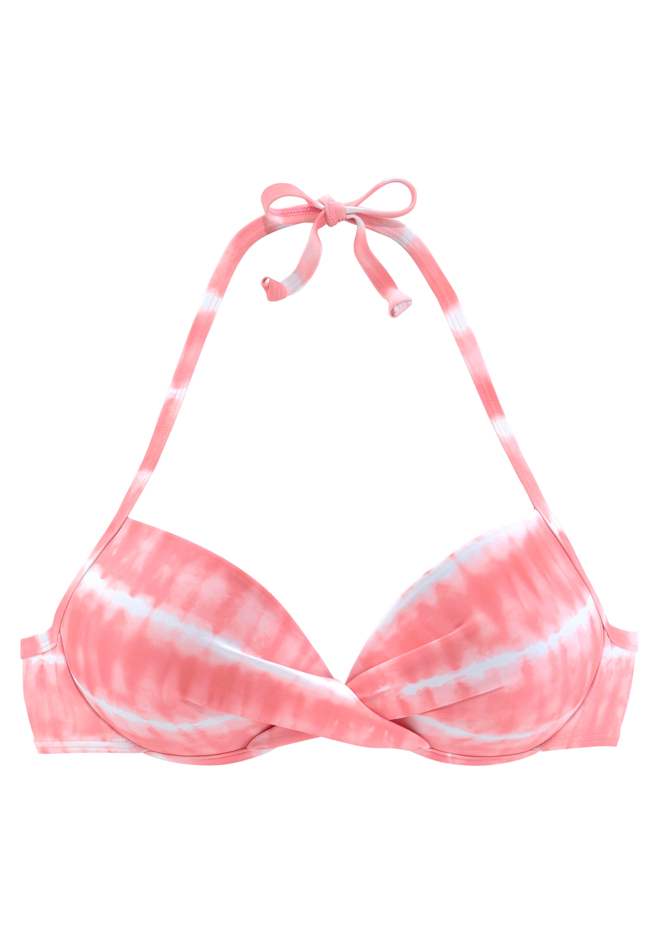 s.Oliver Push-Up-Bikini-Top „Enja“, mit Knotenoptik, Gr. 34 – Cup B, lobster-weiß Cup B