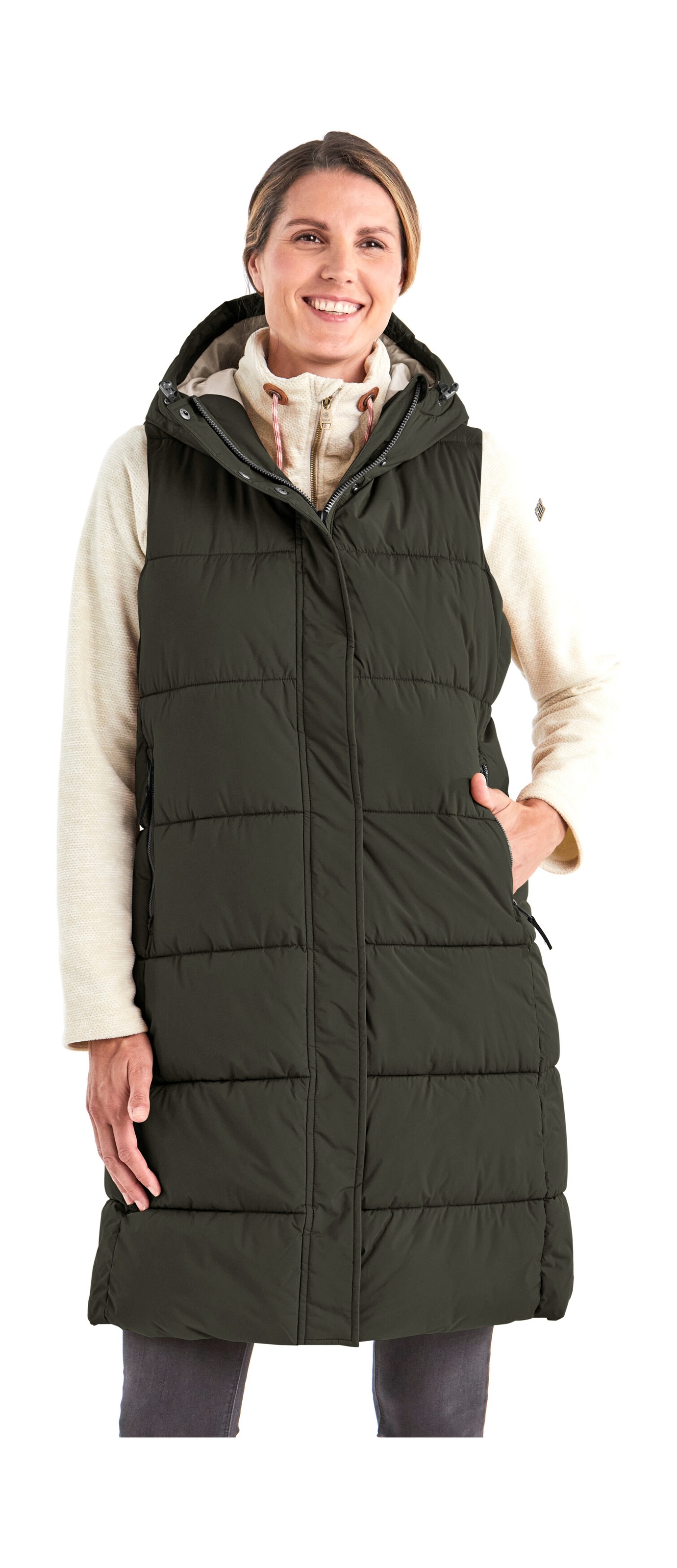 G.I.G.A. DX BY KILLTEC Steppweste »GW 68 WMN QLTD VST« Wasserabweisende, winddichte Funktionsweste mit Kapuze, atmungsaktiv olivgrün 46 46...