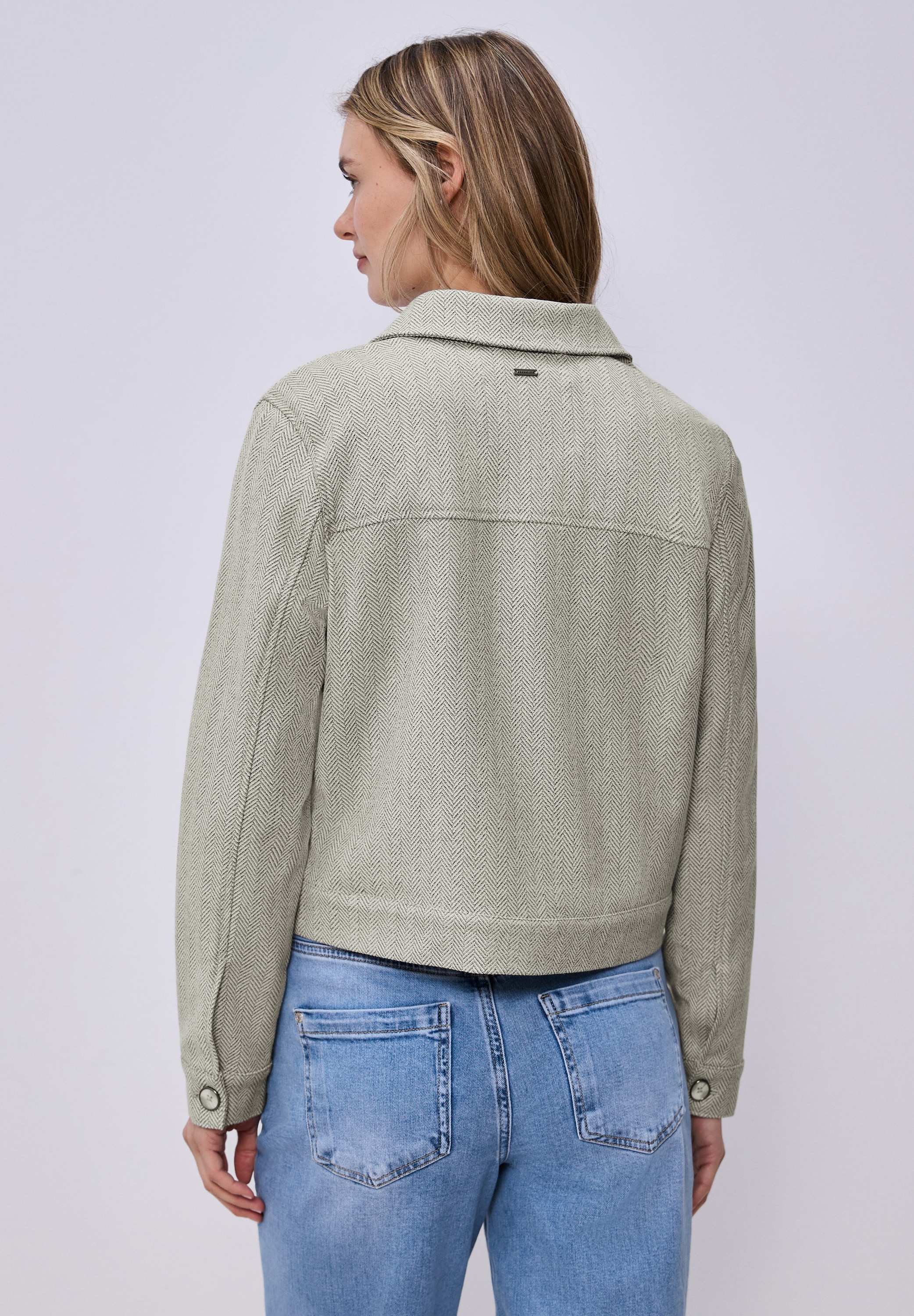 STREET ONE Blouson ohne Kapuze mit Fischgrätmuster und Zipper