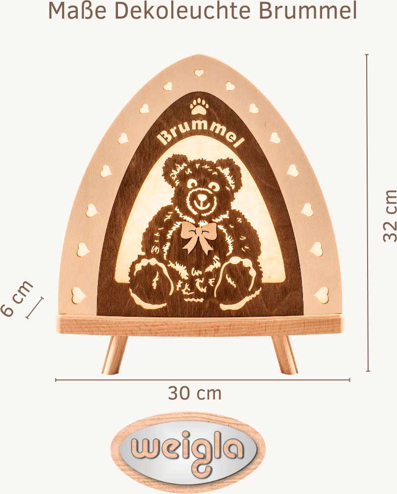 Weigla LED Dekolicht »Brummel, Holz, NATUR-BRAUN, Teddybär Lampe«, 1 flammi günstig online kaufen