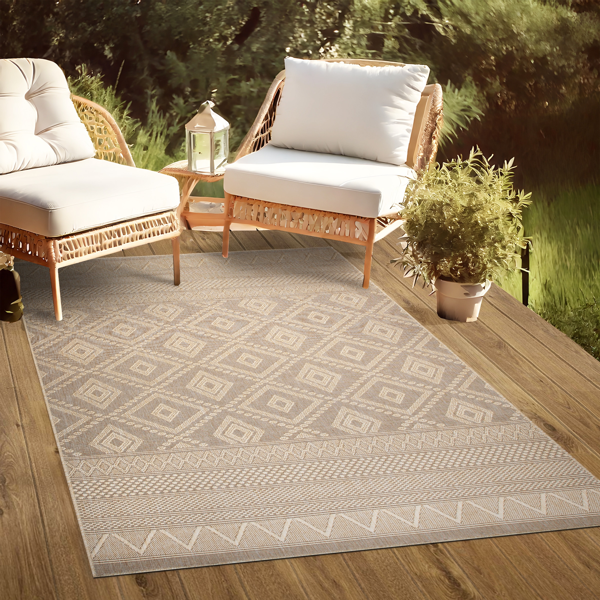 my home Teppich »Toronto auch als Läufer erhältlich«, rechteckig, 3 mm Höhe, In- und Outdoor geeignet, Sisal-Optik, Wetterfest & UV-beständig, Boho