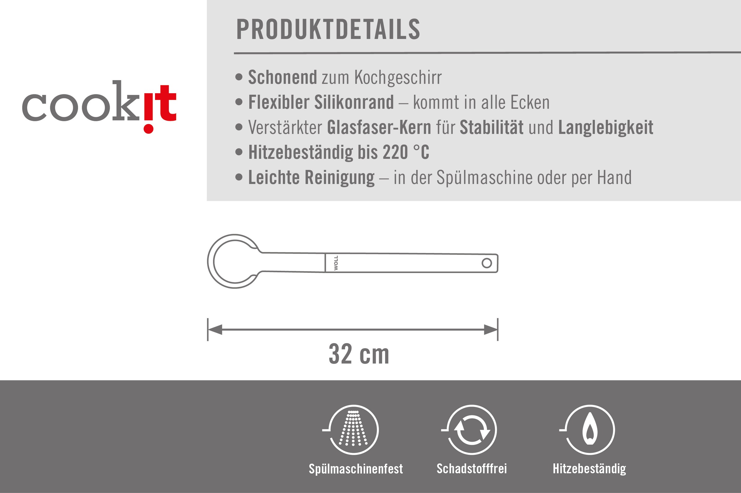WOLL Kochlöffel »Cook it«, (1 tlg.), aus hochwertigem Kunststoff und Silikon
