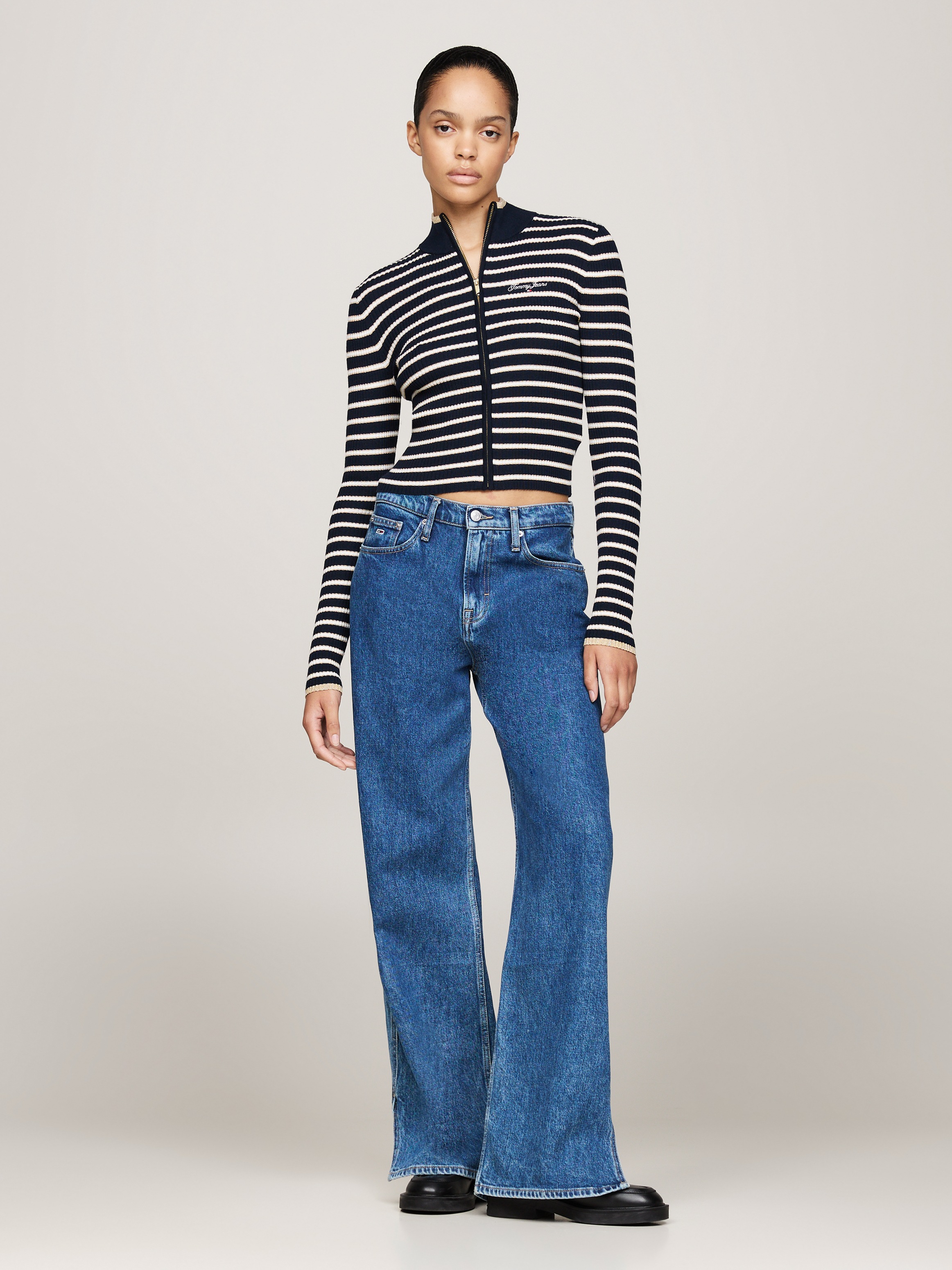 Tommy Jeans Strickjacke »TJW METALLIC TIP ZIP CARDIGAN«, mit Glitzer