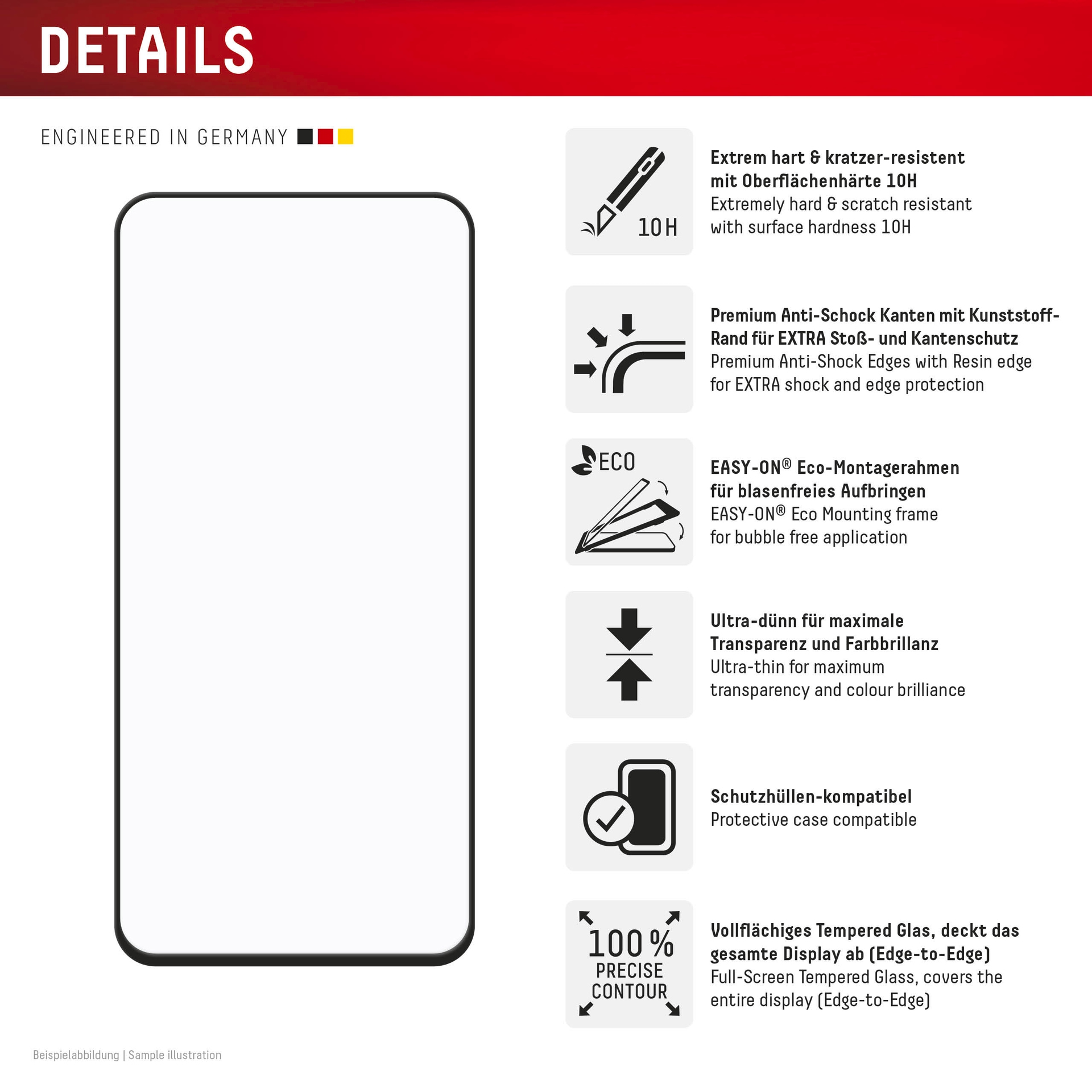 Displex Displayschutzglas »Premium Glass Screen Protector (Full Cover)«, für Samsung Galaxy A56, Displayschutzfolie, Schutzfolie, Bildschirmschutz, kratz- & stoßfest