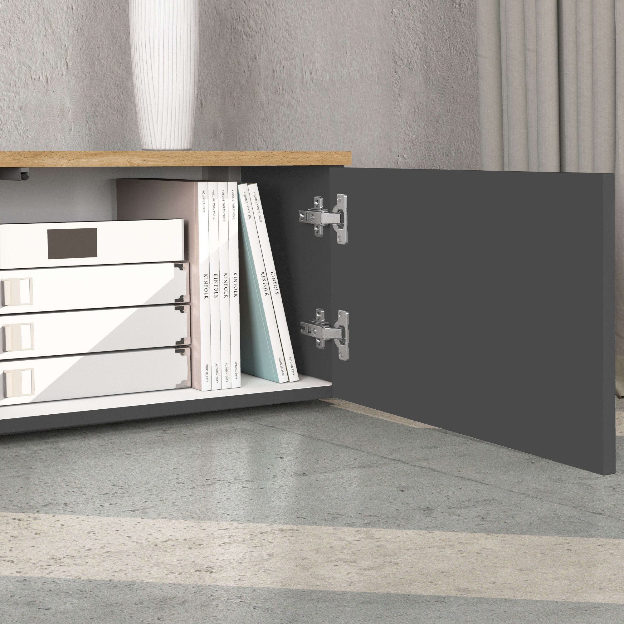 INOSIGN Lowboard »Lowboard ISEO,Lowboard,TV-Kommode,TV-Möbel,TV-Bank« 1 Stk. tlg. stehend/hängend, 1 Klappe, 2 Türen, 3 Fächer, Breite 210 cm