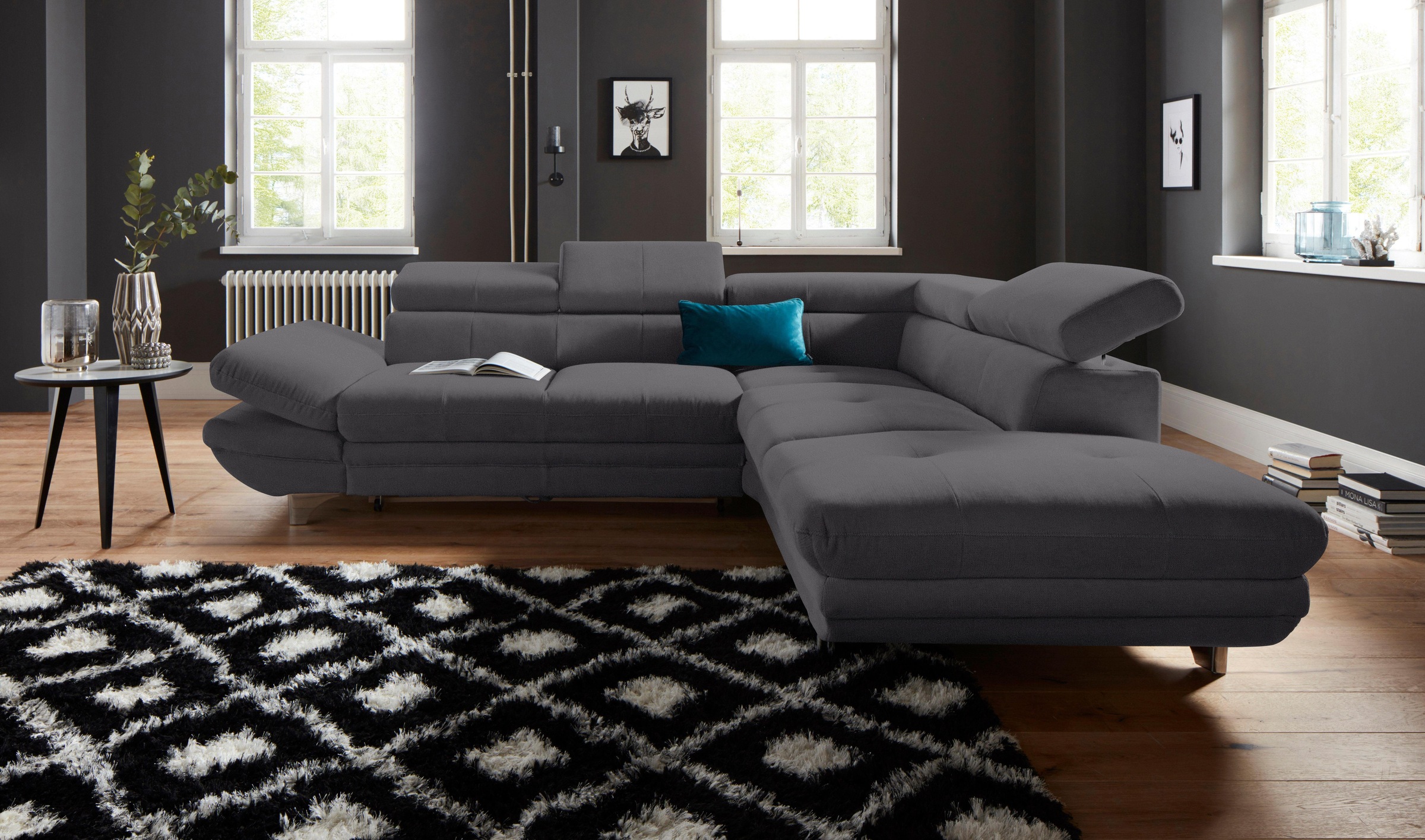 COTTA Polstergarnitur »Enterprise L-Form«, (Set), Set bestehend aus: Ecksofa mit Arm- & Kopfteilverstellung & Hocker