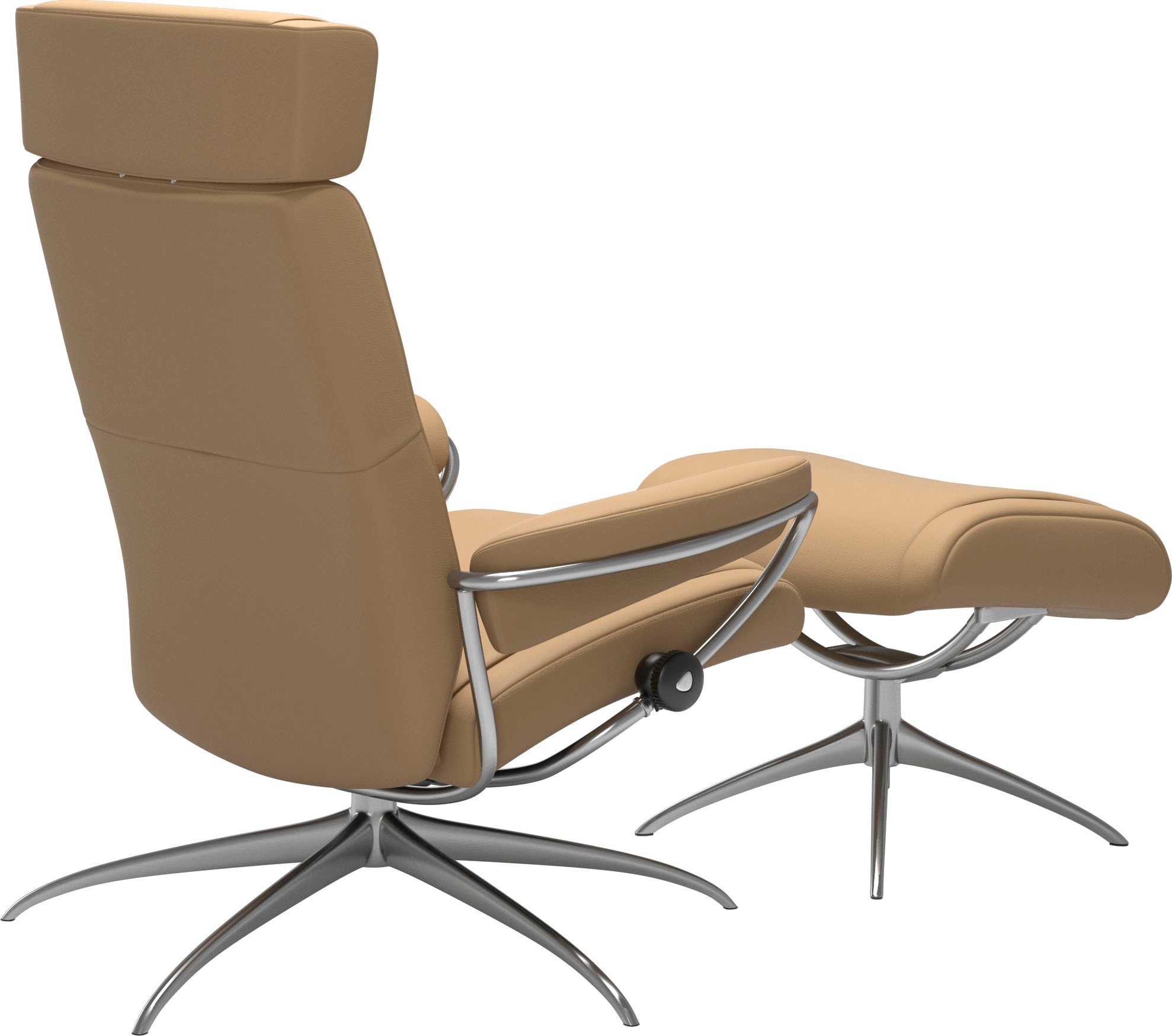 Stressless® Relaxsessel »Paris«, (Set, Relaxsessel mit Hocker), mit Hocker, Low Back mit Kopfstütze, mit Star Base, Gestell Chrom