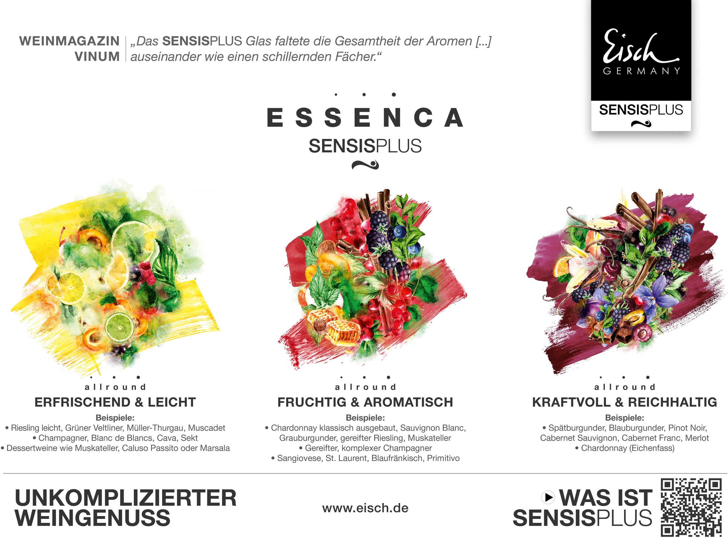 Eisch Germany Weißweinglas »ESSENCA SENSISPLUS«, (Set, 2 tlg., 2 Gläser im Geschenkkarton), Allroundglas, 2-teilig, 580 ml, Made in Germany