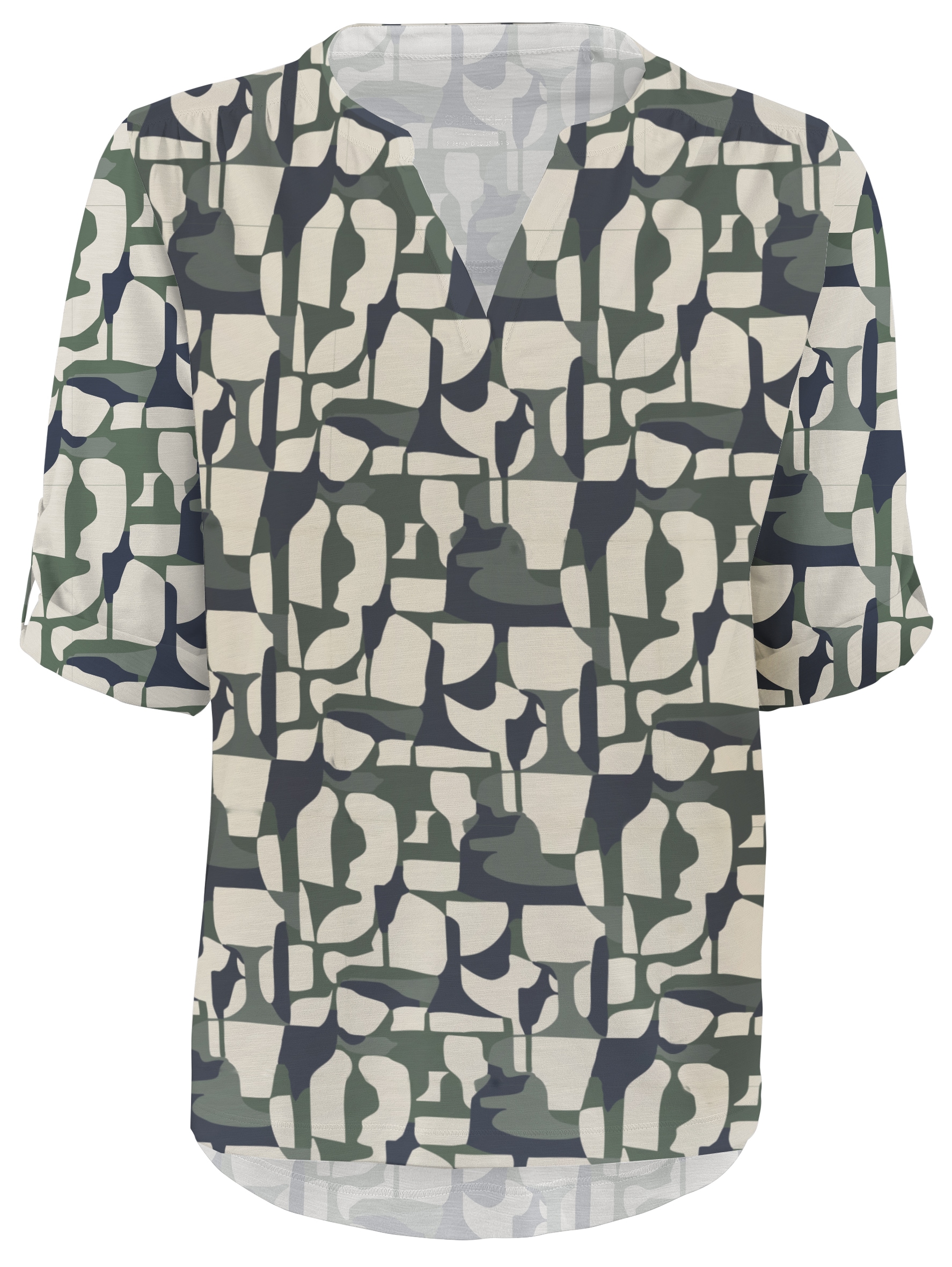 STOOKER WOMEN 3/4-Arm-Shirt »MARIE Print Shirt Bluse 3/4-Arm« Regular Fit Shirt Bluse Baumwolle Shirt Knopfleiste für Damen