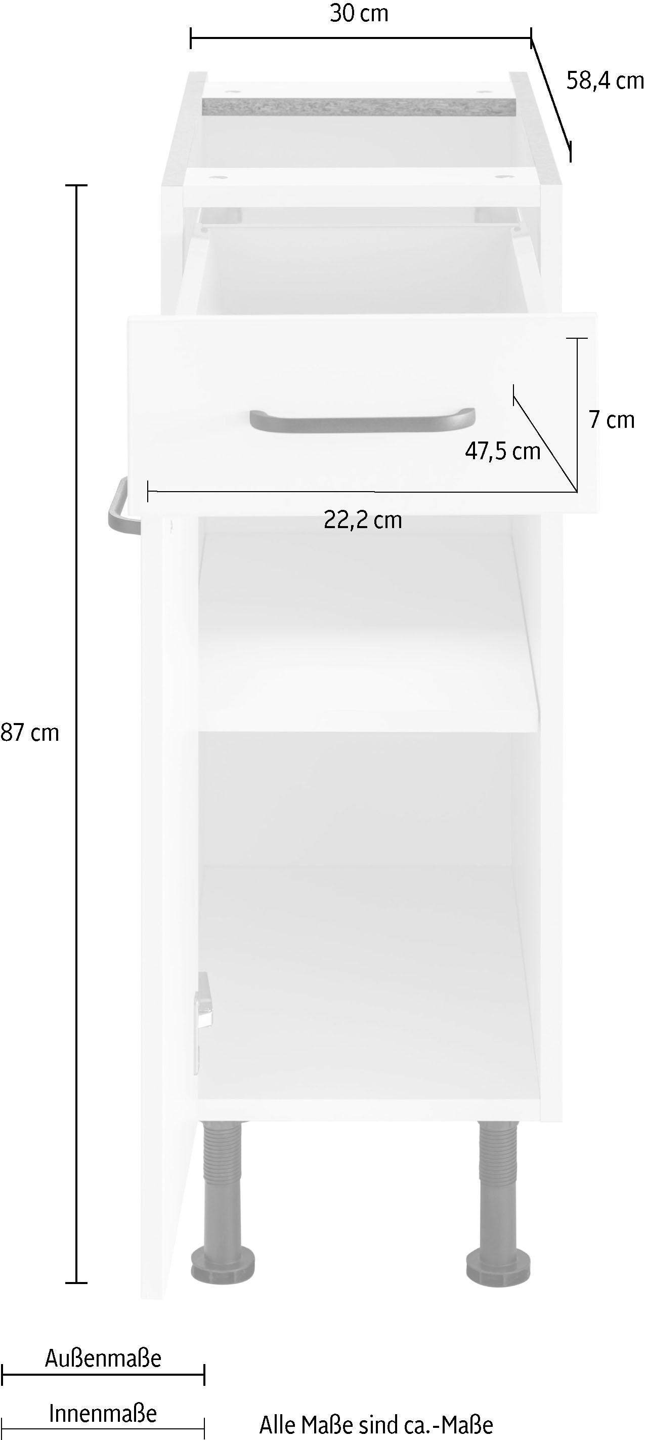 OPTIFIT Unterschrank »Elga«, höhenverstellbaren mit kaufen cm Breite online Füße, 30 Soft-Close-Funktion