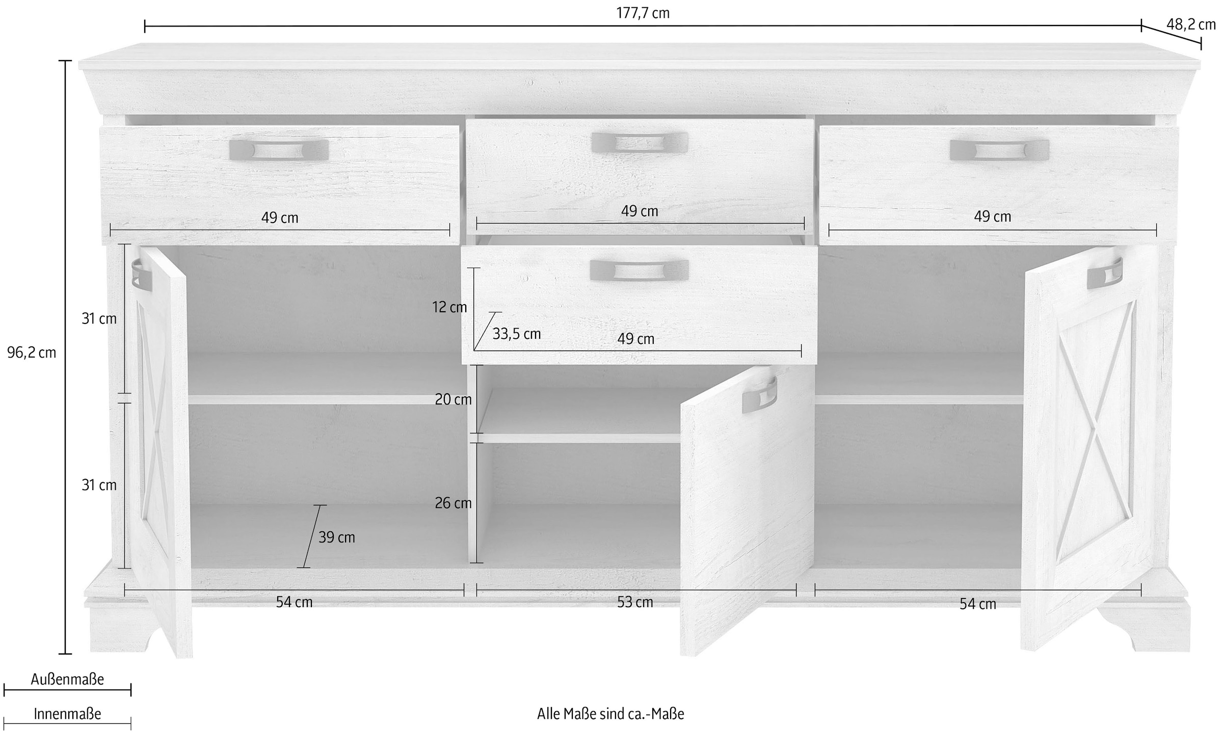 FORTE Sideboard »Kashmir«, Breite 177 cm