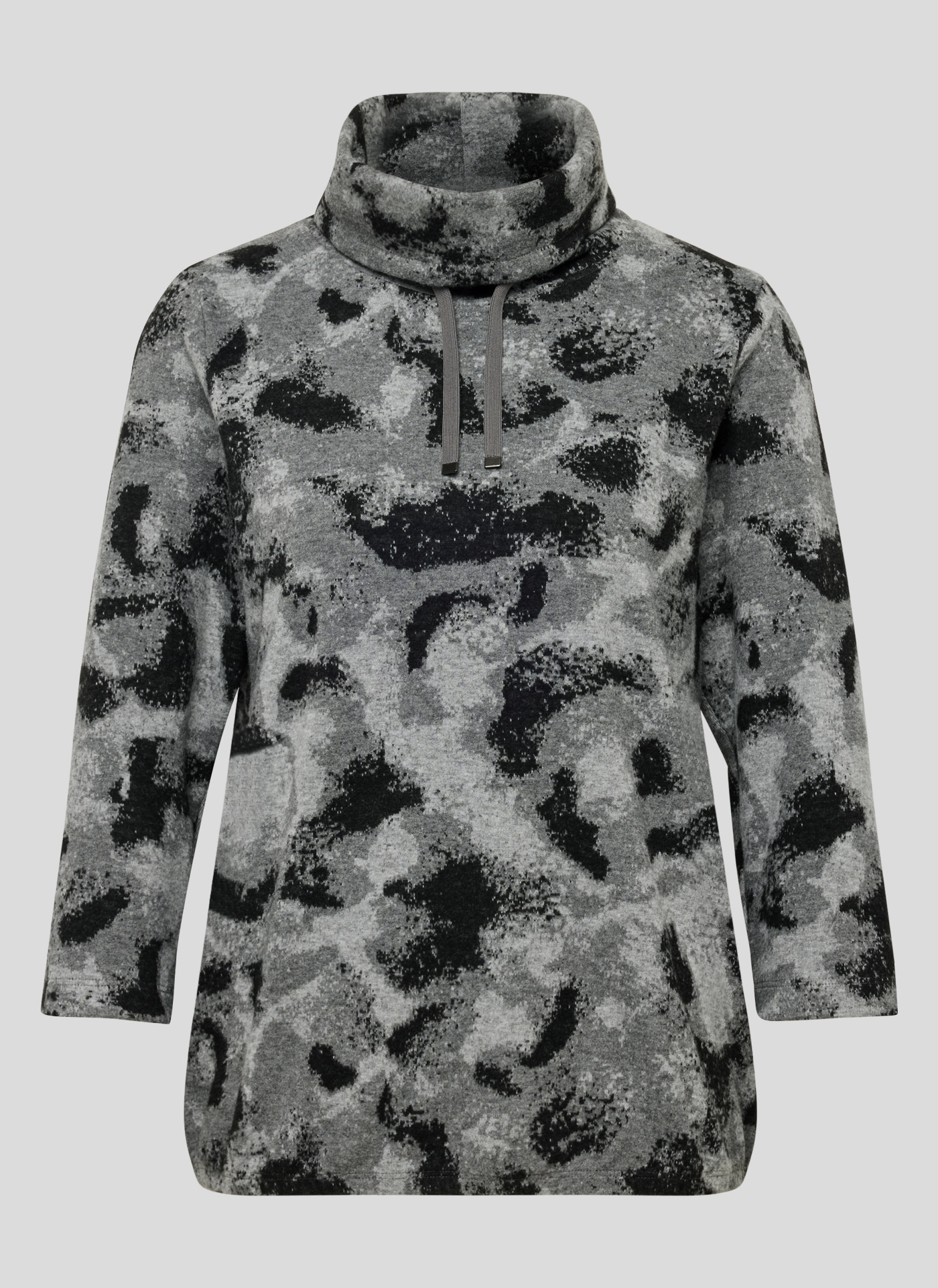 Rabe 3/4-Arm-Shirt, mit Kordelzug am Hals und grafischem Muster
