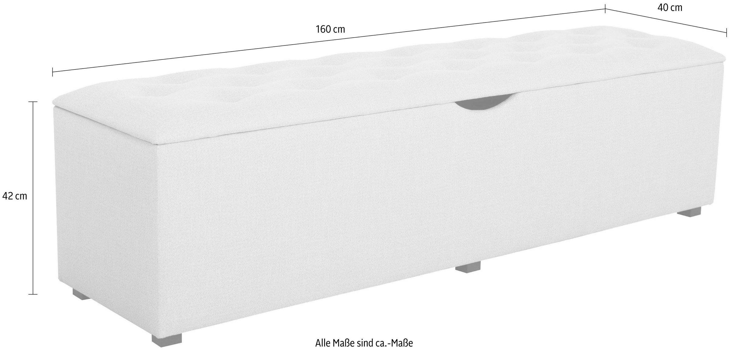 Places of Style Hockerbank »Knobbed«, Hockerbank mit Stauraum, Breite 120 cm und 160 cm