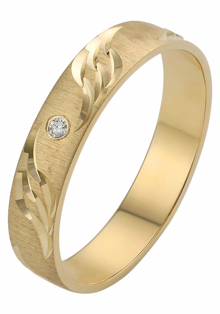 Firetti Trauring »Schmuck Geschenk Gold 375 Hochzeit Ehering "LIEBE" Welle«, Made in Germany, wahlweise mit oder ohne Brillant