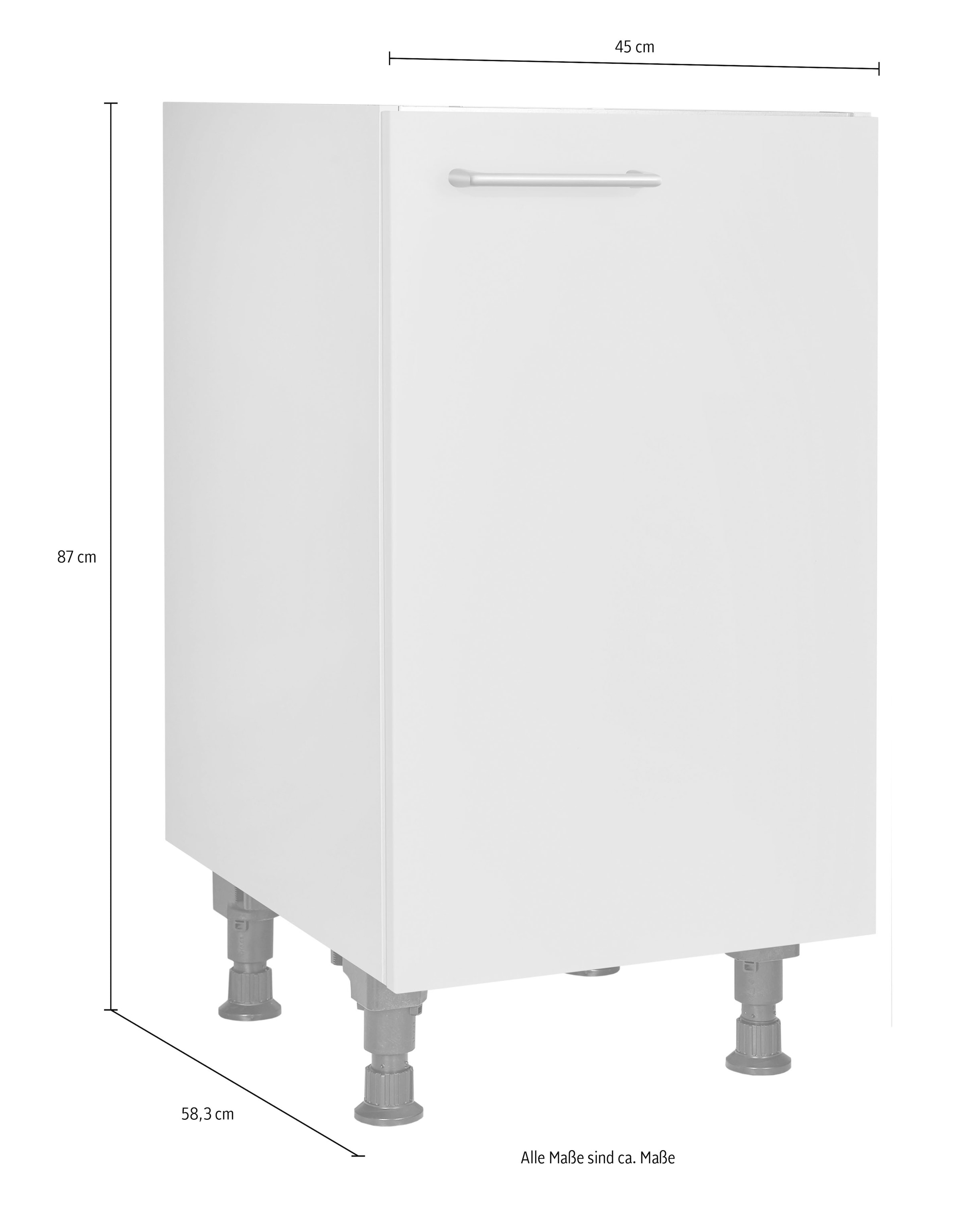 nobilia® Spülenschrank »"MIAMI", Ausrichtung wählbar, vormontiert, in den Breiten« 45 und 60 cm, mit höhenverstellbaren Sockelfüßen