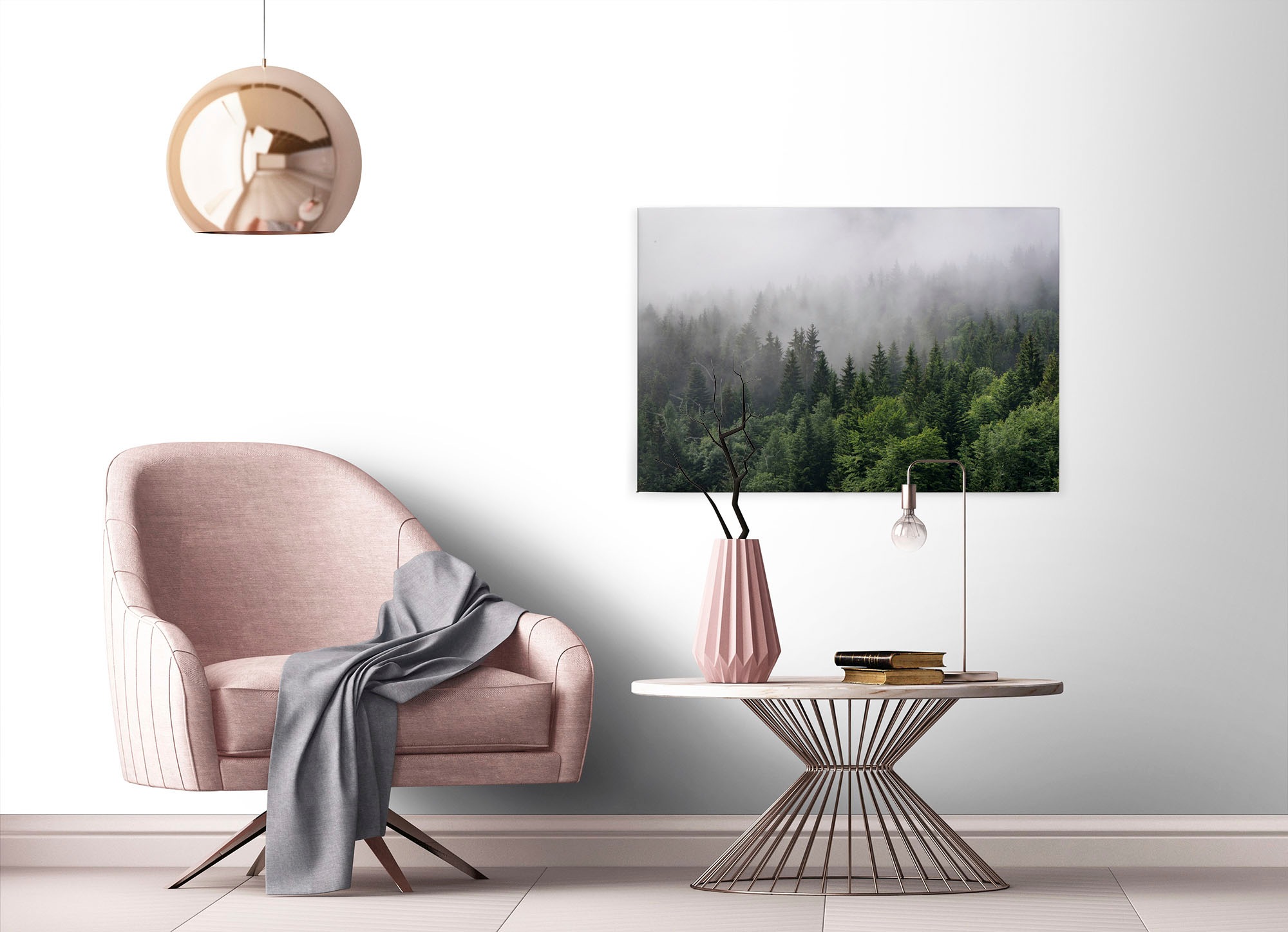 A.S. Création Leinwandbild »Foggy Fir Trees«, Kunst-Wald-Kinder, (1 St.), Wald Keilrahmen Nebel Bäume Leinwand-Bild Wohnzimmer modern Wandbild