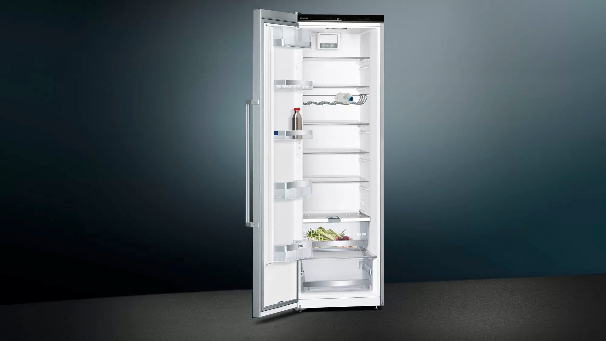 SIEMENS European Side-by-Side iQ500, 186 cm hoch, 120 cm breit, mit Flaschenregal-Schnellkühlfunktion-höhenverstellbare Füße-Umluftkühlung