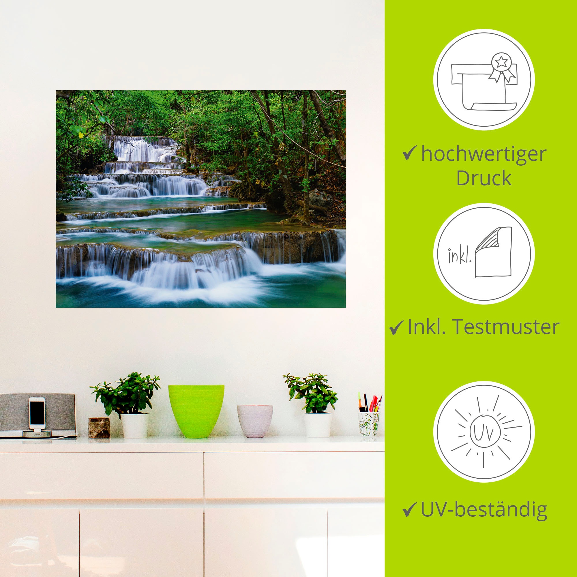 Artland Wandbild »Tiefen Wald Wasserfall«, Gewässer, (1 St.), als Leinwandbild, Poster, Wandaufkleber in verschied. Größen