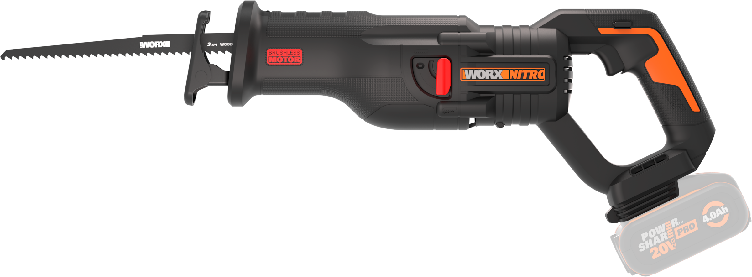 Worx Akku-Säbelsäge »WX516.9 NITRO«, Brushless-Motor, variable Drehzahlregelung, ohne Akku & Ladegerät