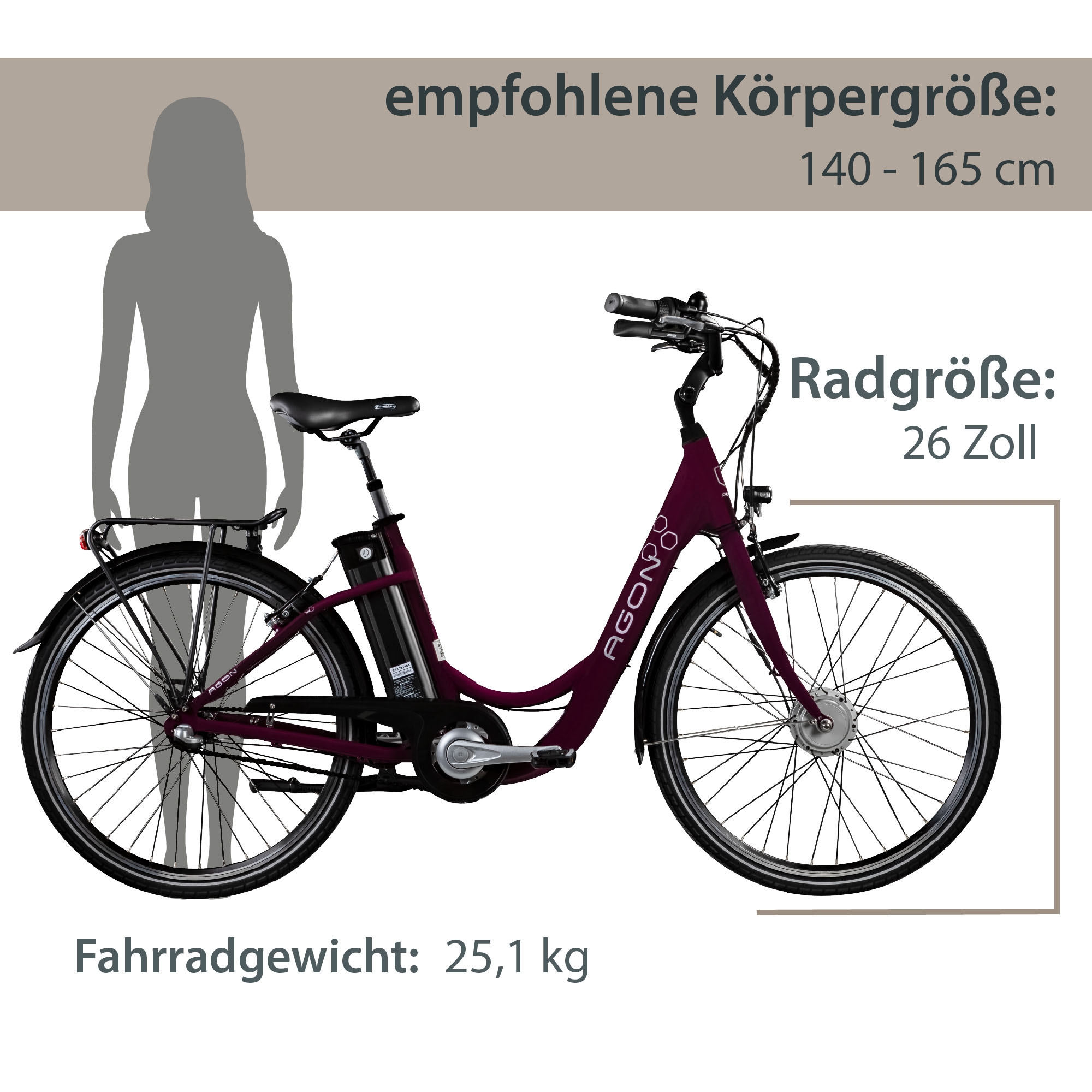 AGON E-Bike »Axis«, 3 Gang, Frontmotor 250 W, Pedelec, Elektrofahrrad für Damen u. Herren