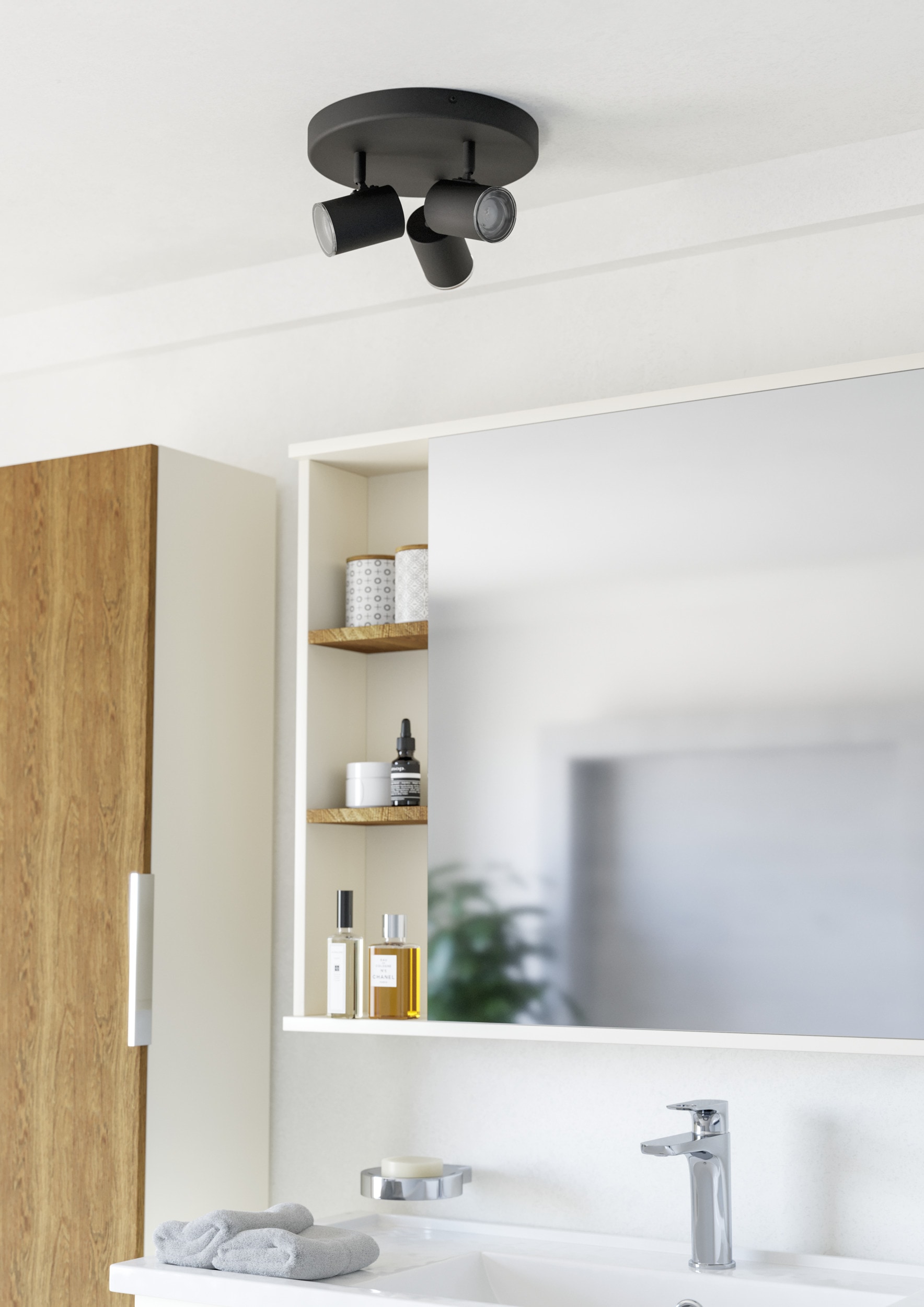 EGLO Deckenspot »CONSUMA 1 Spotlampe - Stahl - GU10 - 3X5W - IP44« GU10 1 Stk. Wandleuchte, Wandspot, schwenkbar, Strahler, H13 x Ø25 cm