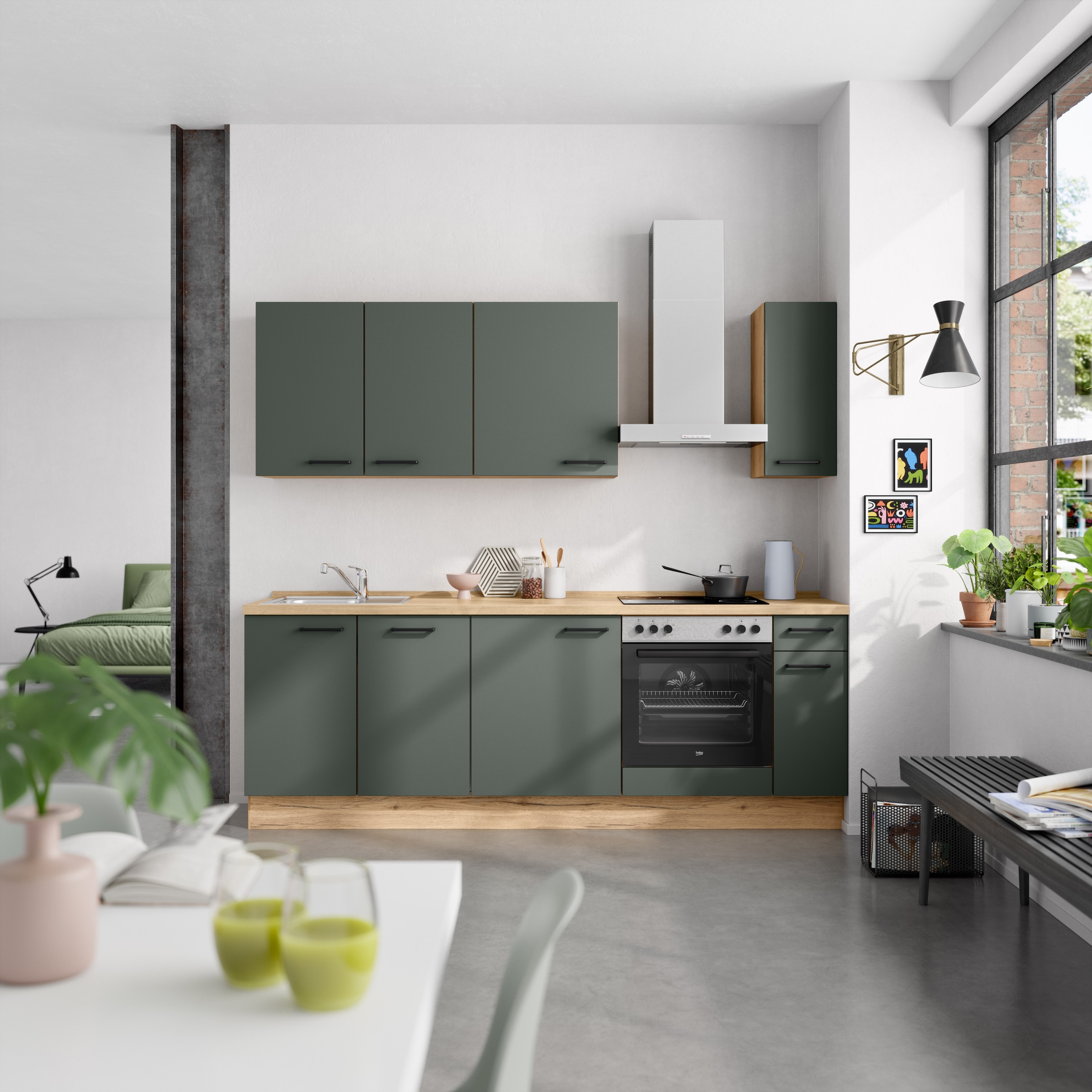 nobilia® Küchenzeile »"Easytouch I"«, vormontiert, Ausrichtung wählbar, Breite 240 cm, wahlw. mit E-Geräten