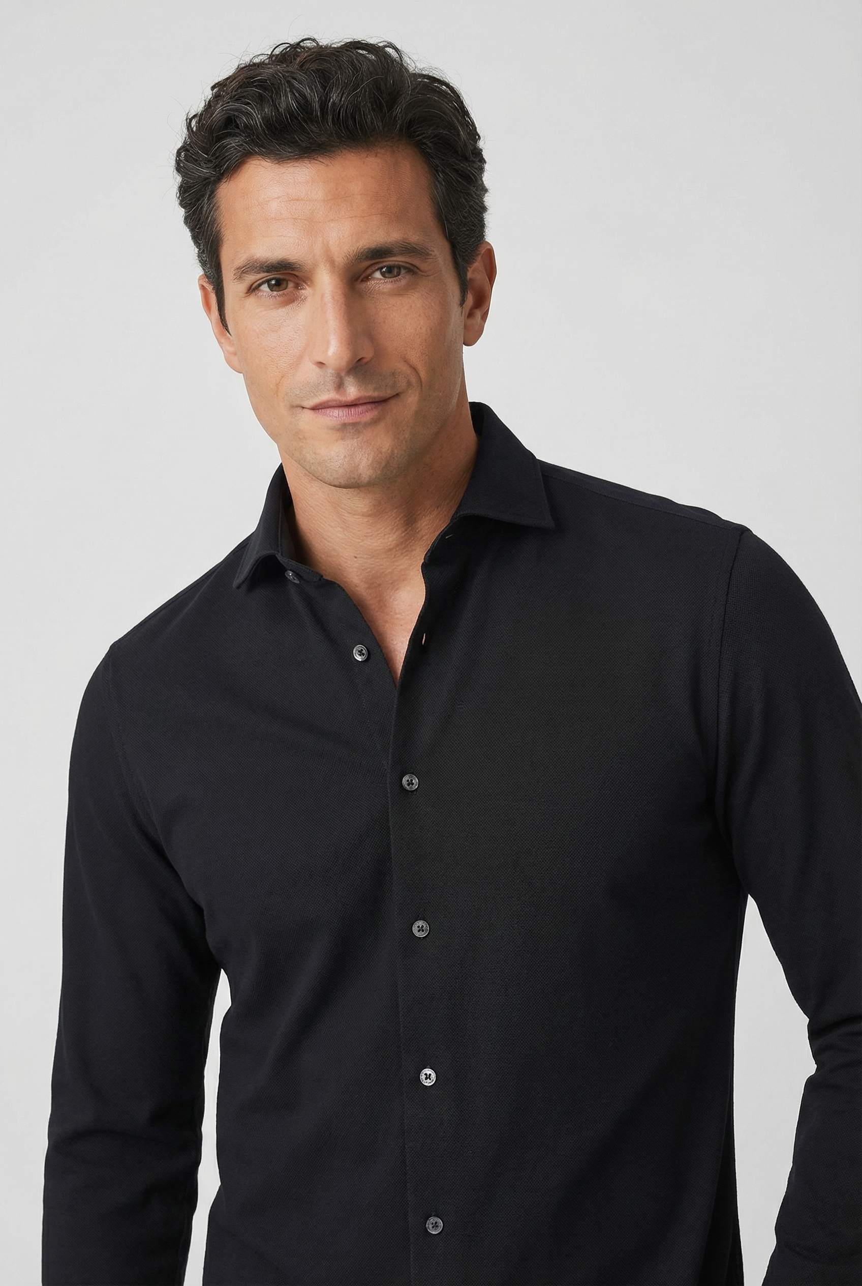 Marc O'Polo Langarmhemd Shaped Fit, mit feiner Piqué-Struktur