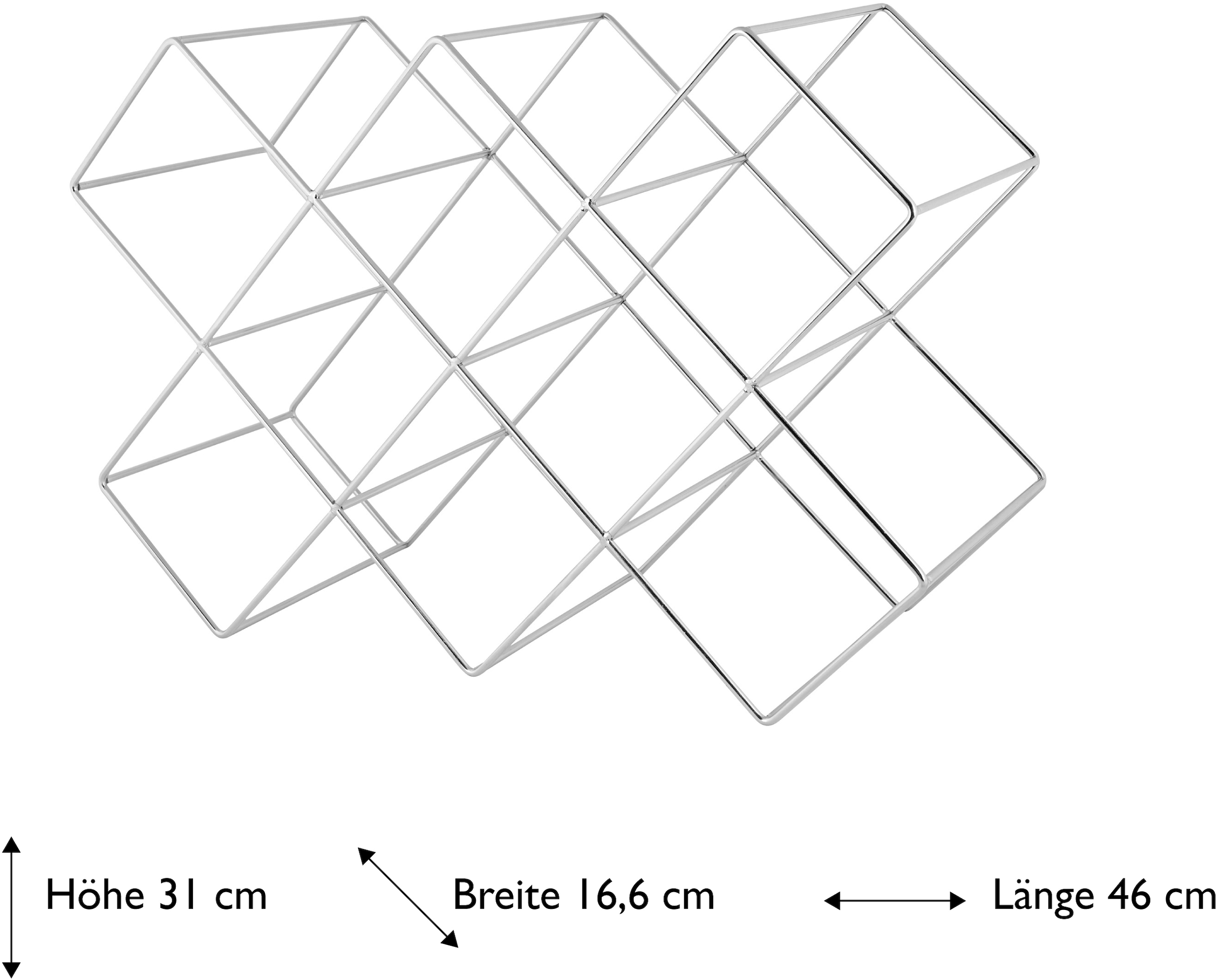 ECHTWERK Weinflaschenhalter, (1 St.), Weinregal aus Eisen, für bis zu 8 Flaschen, stabil, 46 x 31 x 16,6 cm