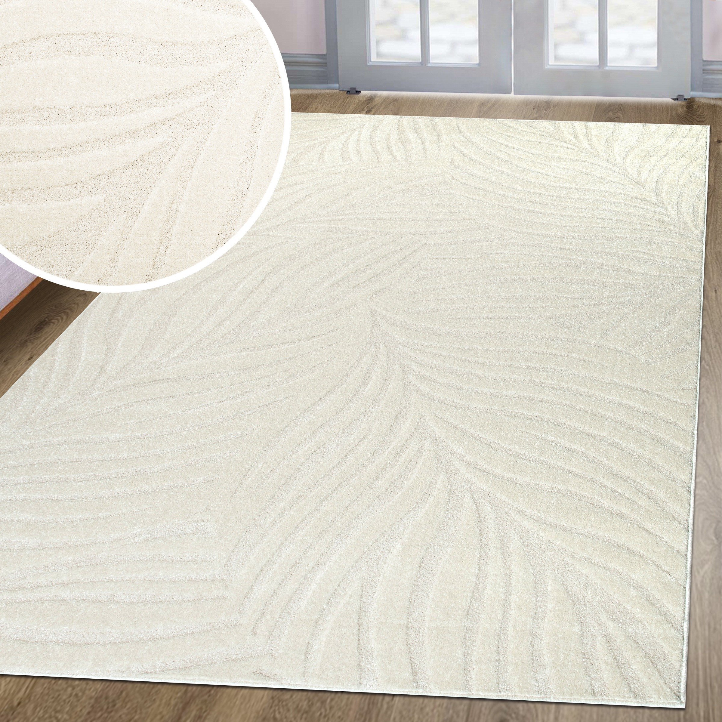 my home Teppich »Calmura, Blätter-Design in Hoch-Tief-Struktur«, rechteckig günstig online kaufen