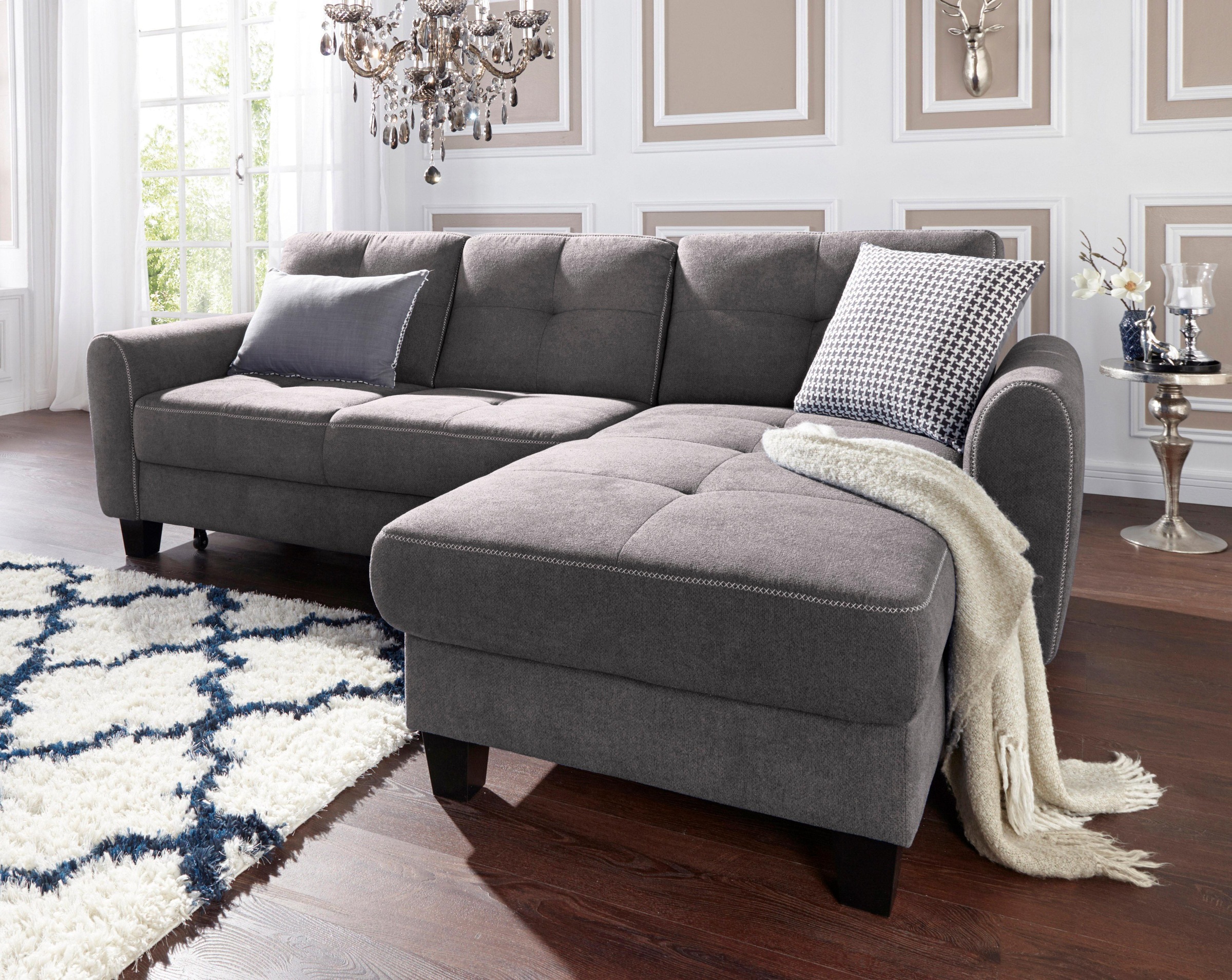 sit&more Ecksofa »Varese L-Form« mit Federkern, wahlweise mit Bettfunktion günstig online kaufen