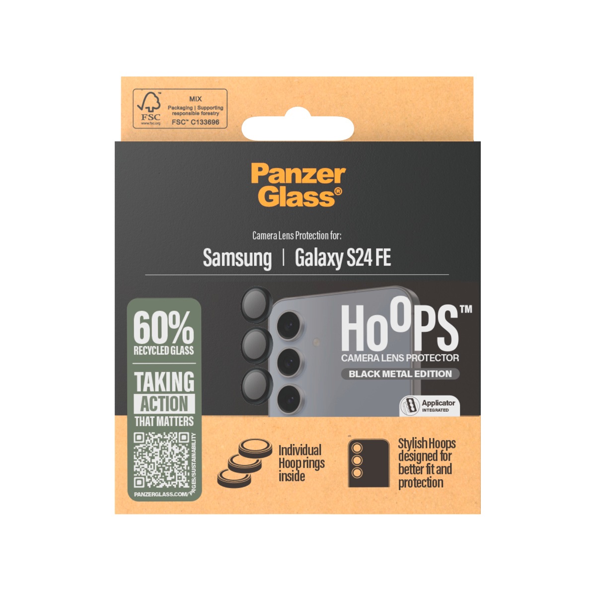 CARE by PanzerGlass Kameraschutzglas »Hoops Camera Lens Protection« für Samsung Galaxy S23 FE Kameraschutz, Schutzfolie, Linsenschutz, kratz- & stoßfest