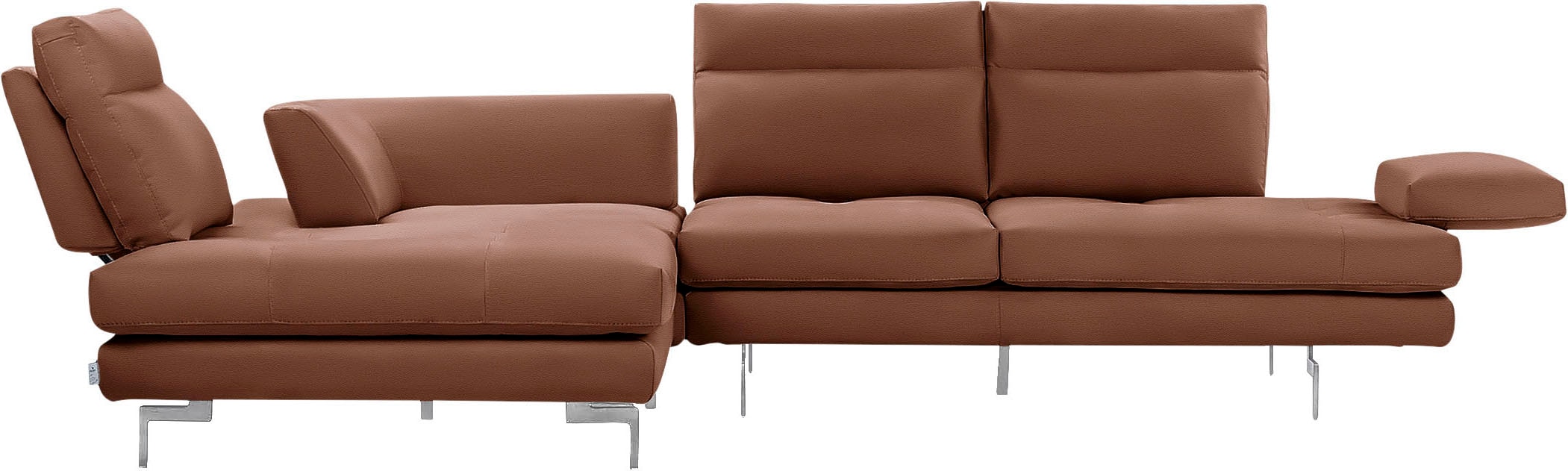 CALIA ITALIA Ecksofa »Toby Wing, L-Form, Designsofa mit sensationellem Sitzkomfort«, Sitztiefenverstell.,wahlw. mit Kissen-Set, Füße chrom glänzend