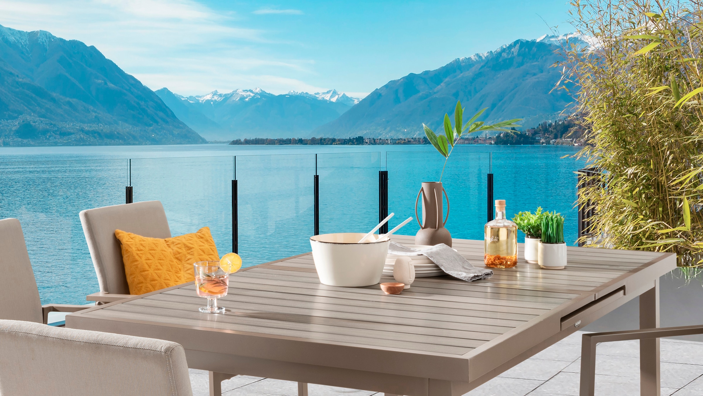 Destiny Garten-Essgruppe »TORINO IMOLA«, (5 tlg., 4x Sessel, 1x Tisch, inkl. Auflagen), Aluminium, Olefin
