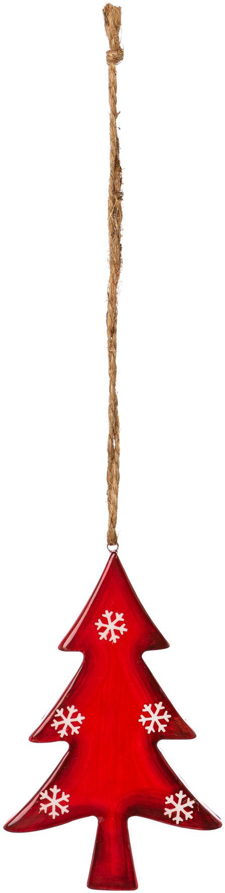 Creativ deco Hänge-Weihnachtsbaum »Weihnachtsdeko rot«, (12 St.), mit Schneeflocken-Design