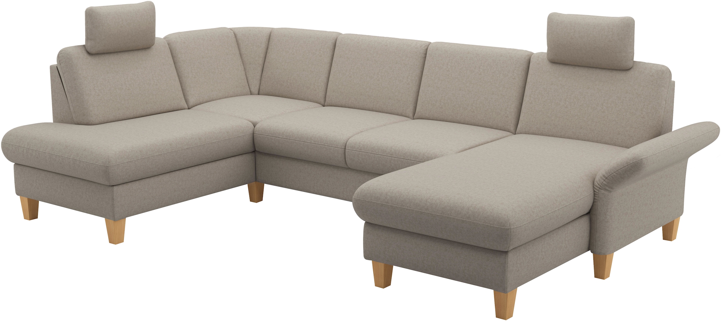 Home affaire Wohnlandschaft »Rochelle, U-Form« optional mit Armteilverstellung, mit Bettfunktion & Bettkasten