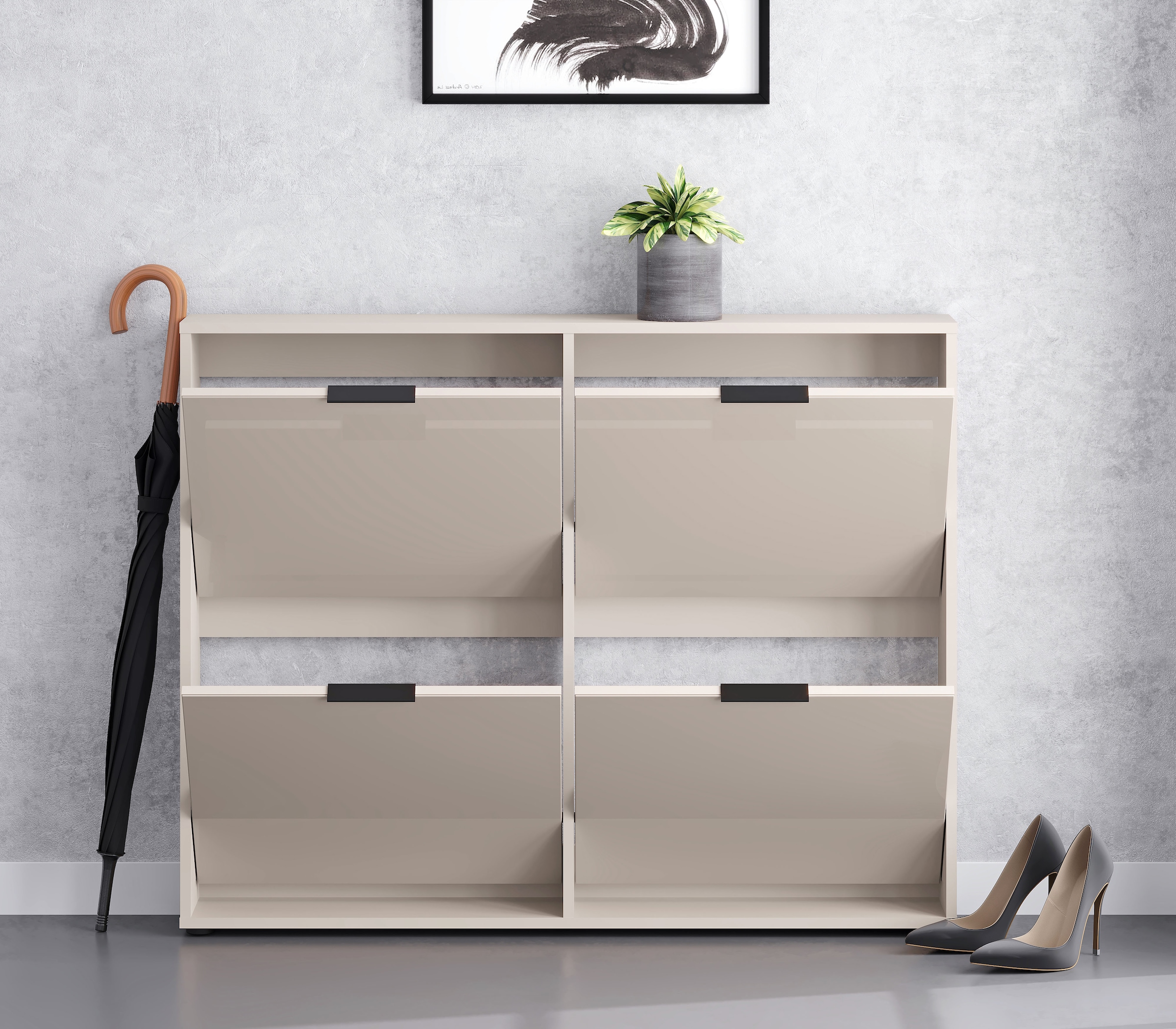 HBZ Schuhkipper »Jana Schuhkipper, Glasfronten, Metallgriffe« 1 Stk. tlg. Breite 118cm, Glasfront, Metallgriffe