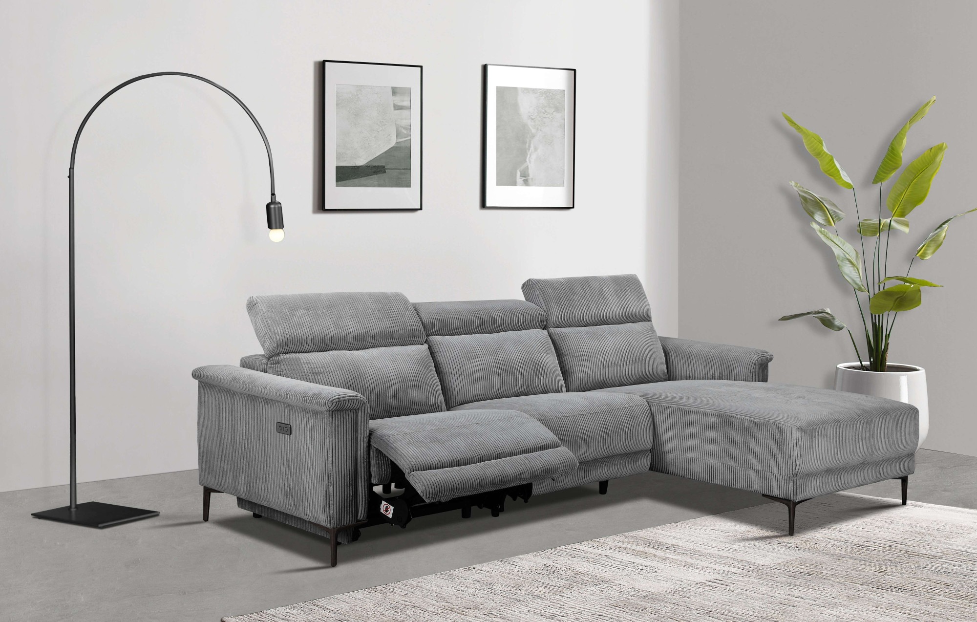 Home affaire Ecksofa "Lund in Cord, L-Form, 261 cm, manuelle und elektr. Re günstig online kaufen