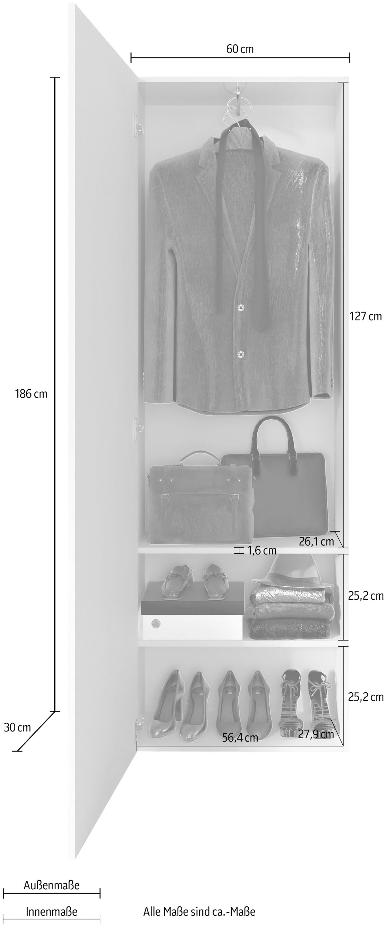 Garderobenschrank bestellen Breite online »Vittoria«, LC 60 cm