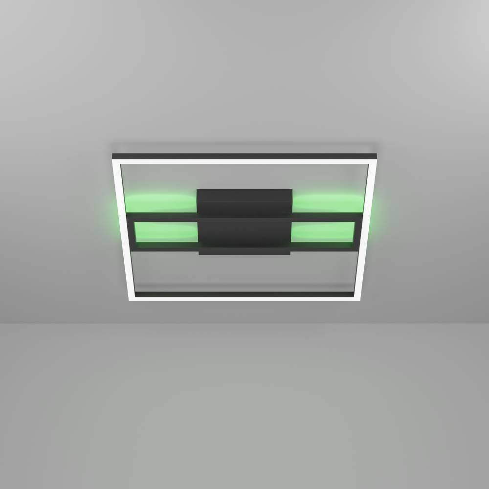 EGLO Deckenleuchte »CALAGRANO-Z Deckenlampe schwarz weiß, ZigBee 3.0, Backlight, Timer«, 1 flammig, Leuchtmittel LED-Modul | LED fest integriert, App / Sprachsteuerung Alexa, ‎‎45x45cm, exkl. Fernbedienung
