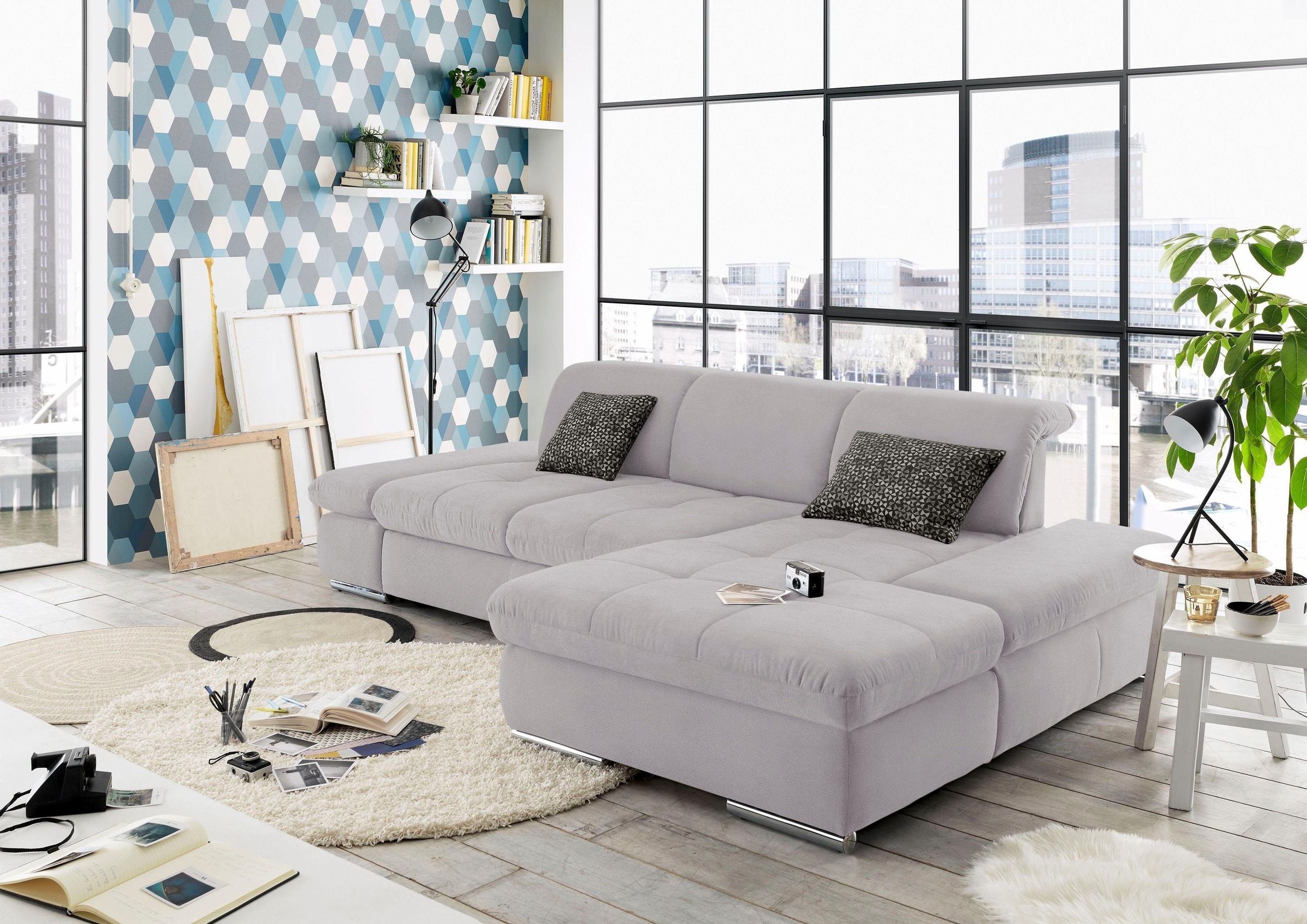 set one by Musterring Ecksofa »SO4100 V«, mit verstellbaren Kopfteilen, wah günstig online kaufen