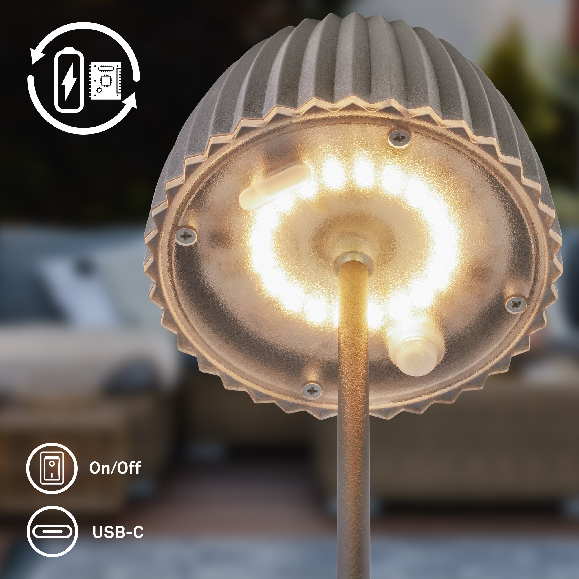 Briloner Leuchten LED Außen-Tischleuchte »RIFFLE« LED-Modul 1 Stk. Warmweiß 8,5x80,5 cm, Akku tauschbar, Outdoor, Balkon, Terrasse