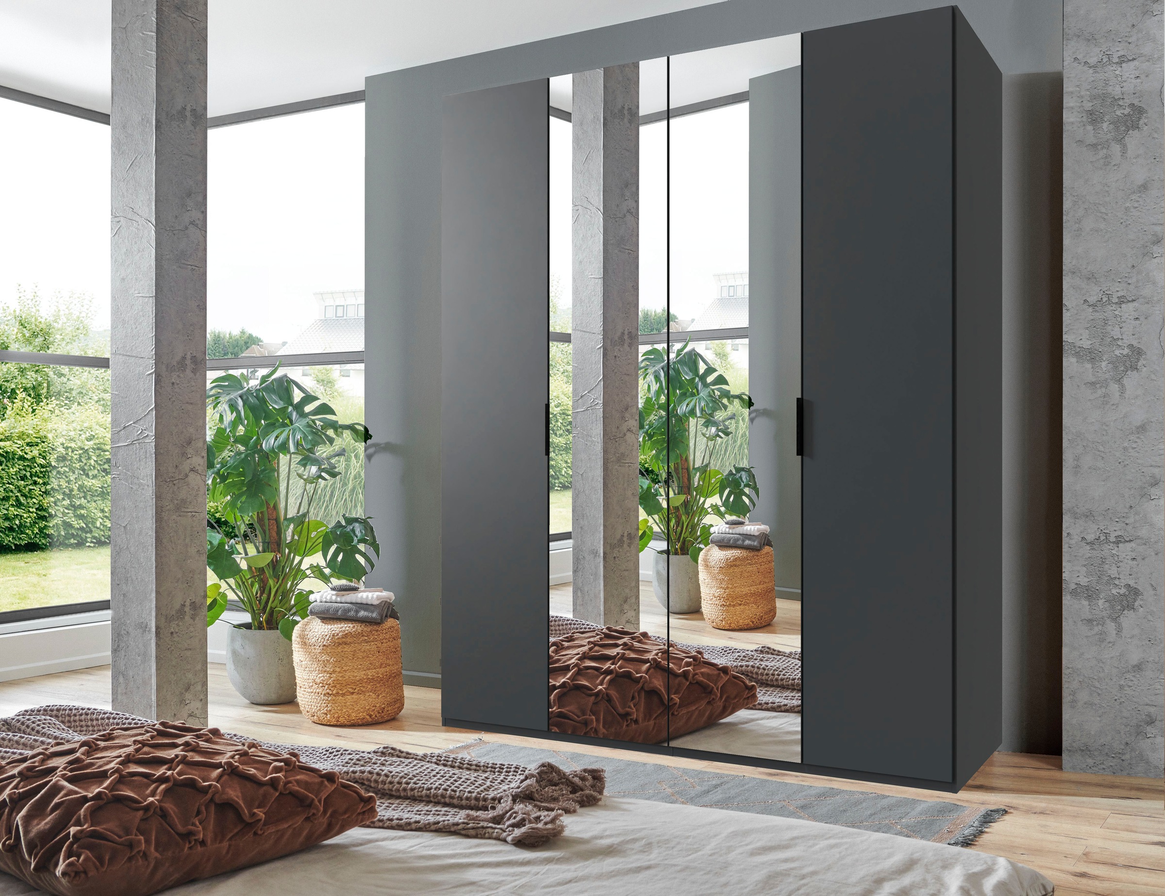 Wimex Kleiderschrank »Oxford by fresh to go, in 3 Breiten, Made in Germany«, (wahlweise mit oder ohne Spiegel), mit hochwertigen Falttüren für den perfekten Überblick