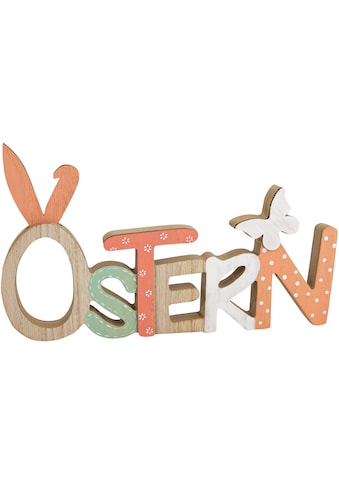 Deko-Schriftzug »"Ostern" zum Stellen, mit Hasenohren und Schmetterling, aus Holz«