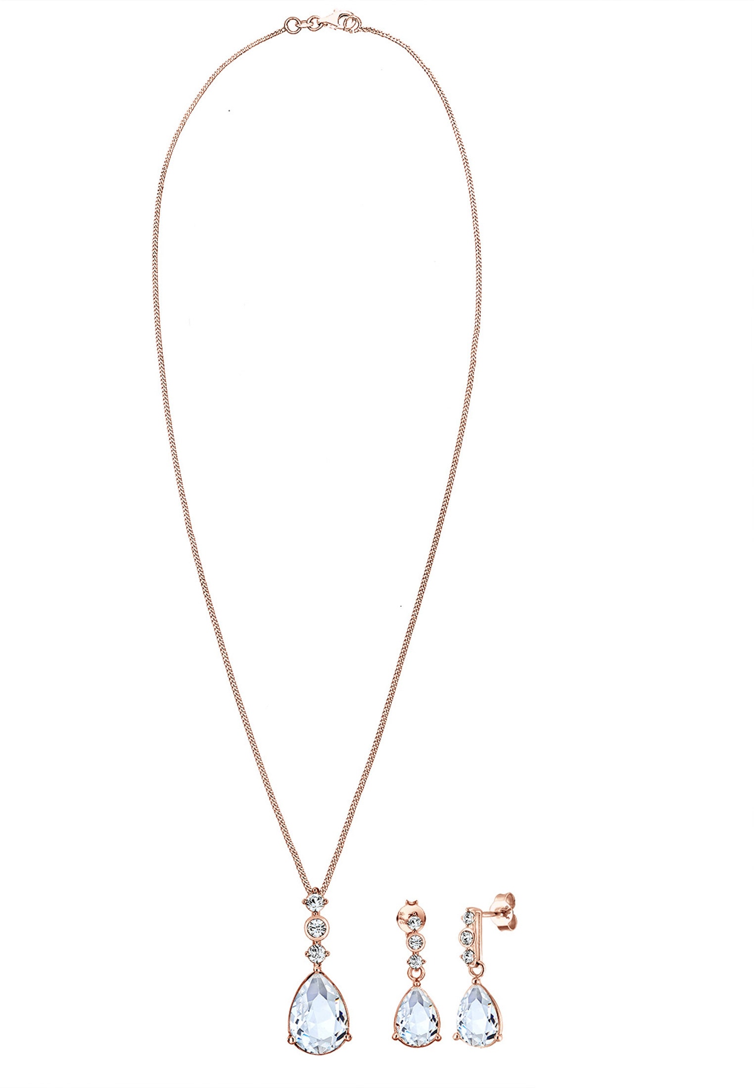 Elli Premium Schmuckset »Tropfen Weiß 925 Silber, mit Kristallen von Swarovski®« ()