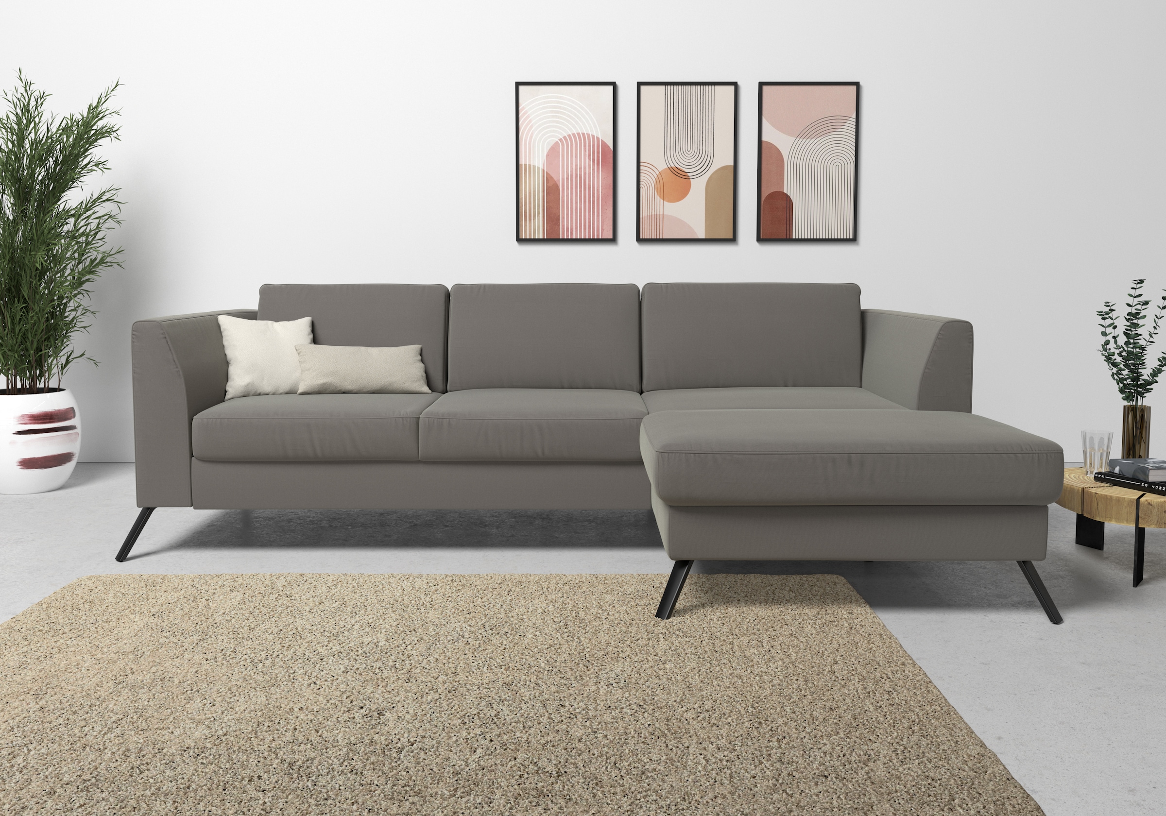sit&more Ecksofa »Olsen L-Form«, inklusive Sitztiefenverstellung, wahlweise mit Bettfunktion, 15cm hoch