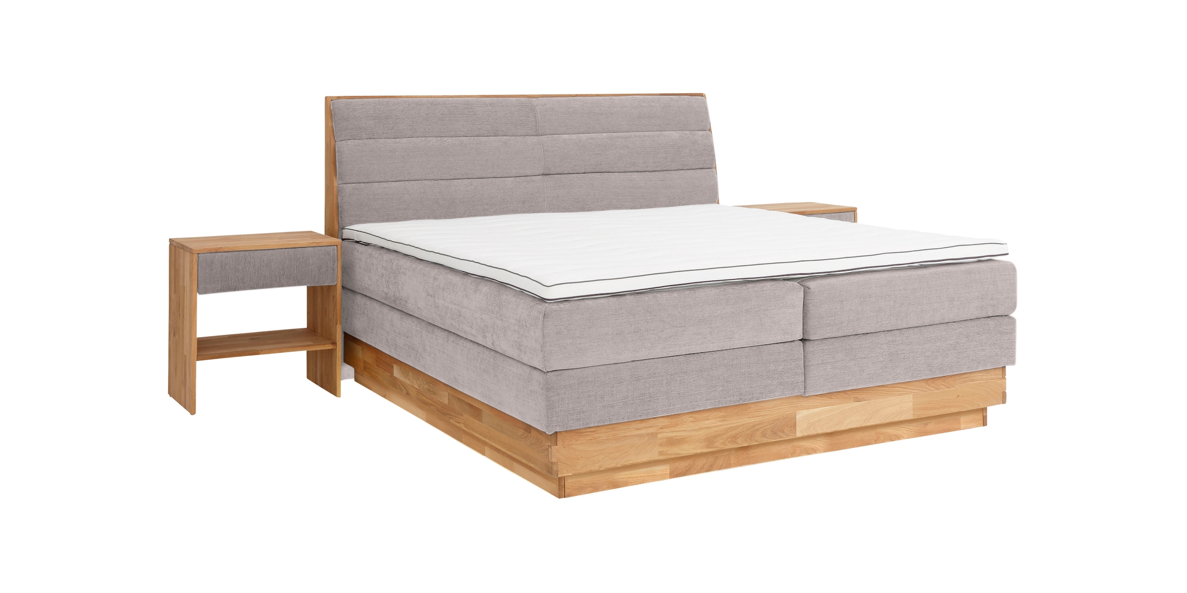 OTTO products Boxspringbett »Jenna«, ohne LED-Beleuchtung, mit zertifizierten, recycelten Bezugsstoffen