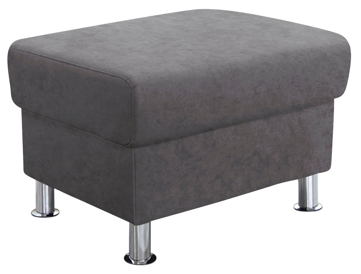 TRENDMANUFAKTUR Hocker »Rondo, Polsterhocker zur Serie, Breite 67 cm, Füße chromfarben«, Fußhocker wahlweise mit Federkern, in verschiedenen Bezügen bestellbar