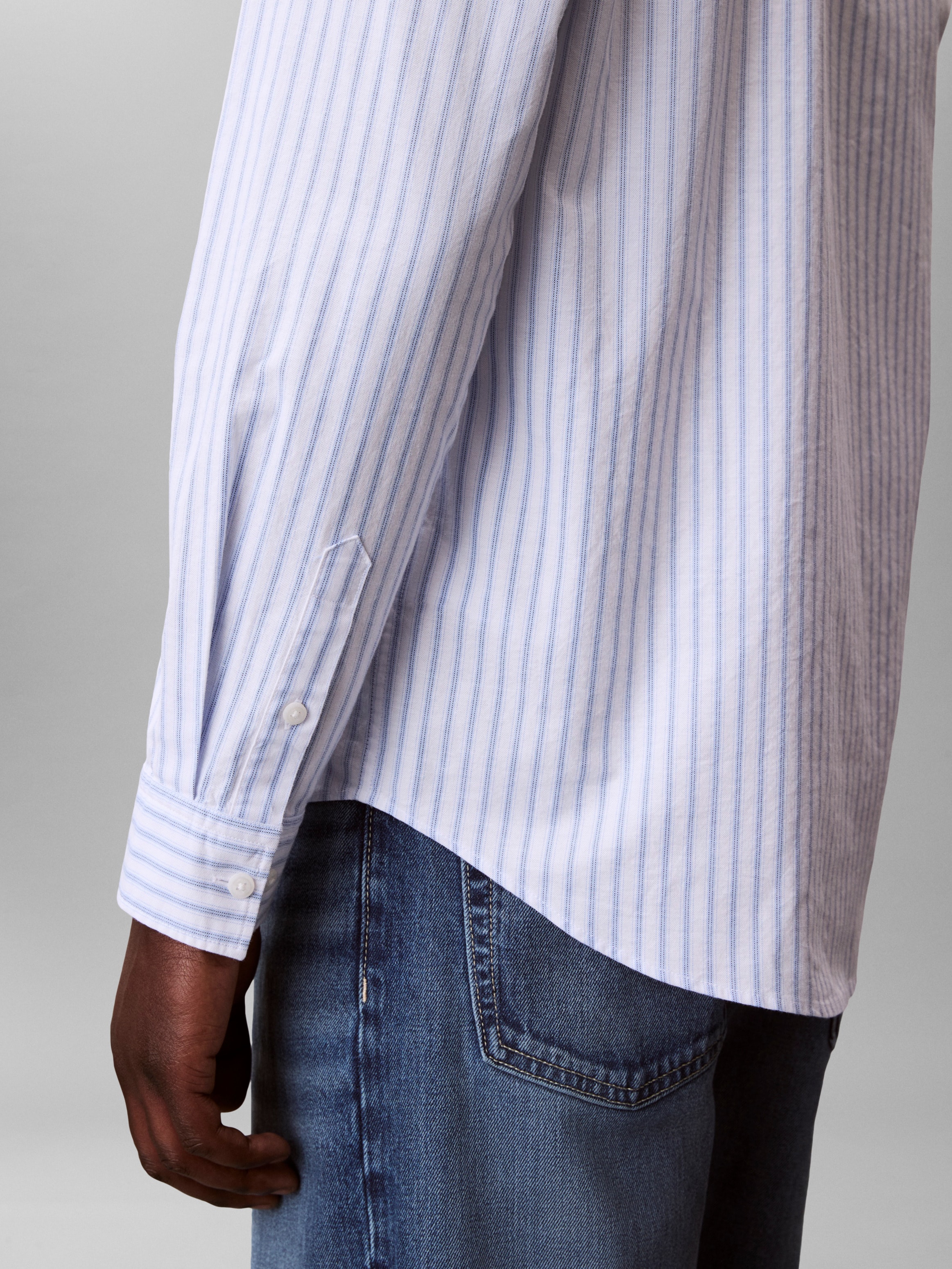 Calvin Klein Jeans Langarmhemd »STRIPE OXFORD CLASSIC SHIRT« Regular fit mit Rundhlsausschnitt