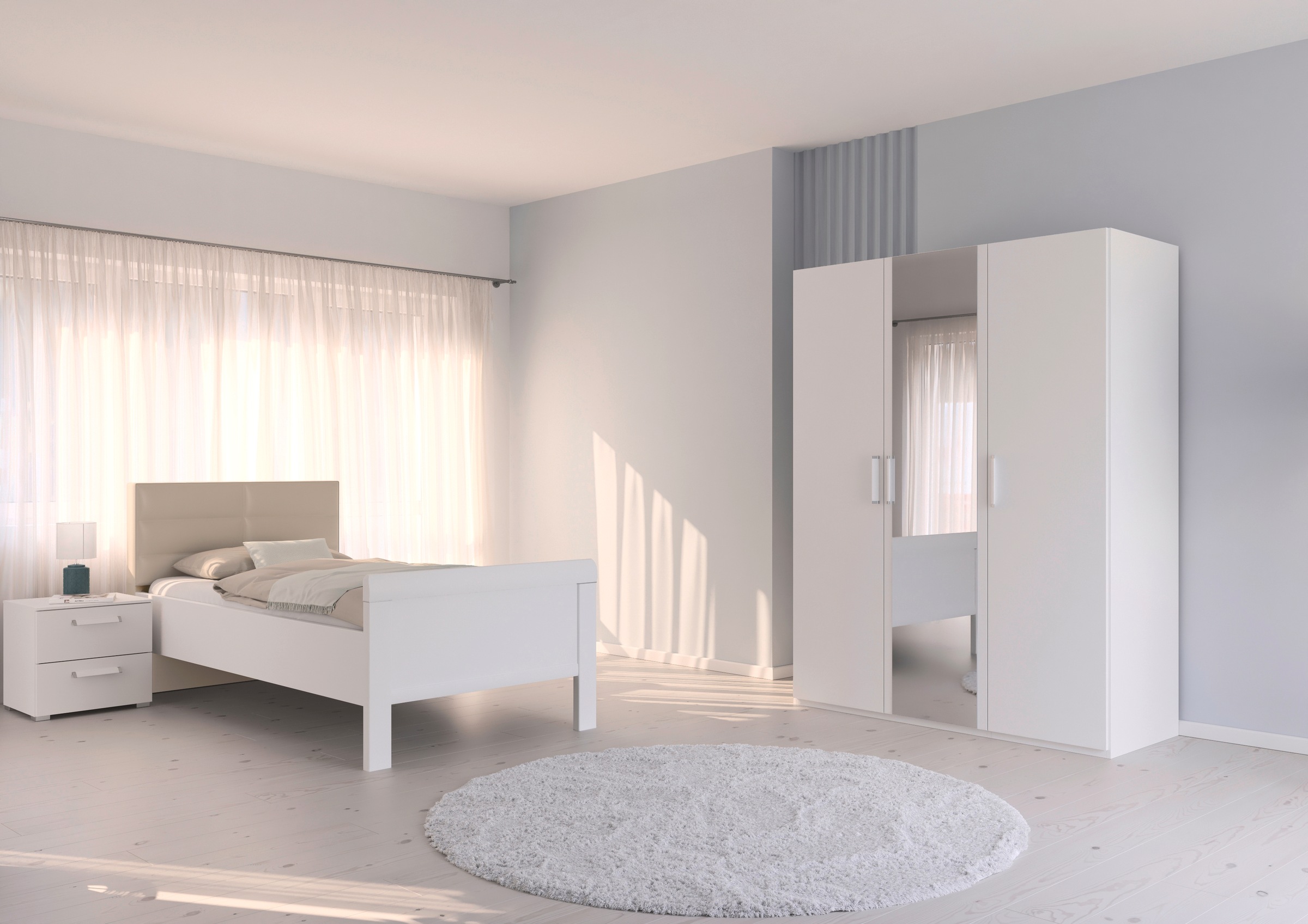 rauch Schlafzimmer-Set »Komplettschlafzimmer Schlafzimmer EVELYN« Set, 3 Stk. tlg. Schrank und Bett in 2 Breiten, Nachttisch 2 Schubladen MADE IN GERMANY