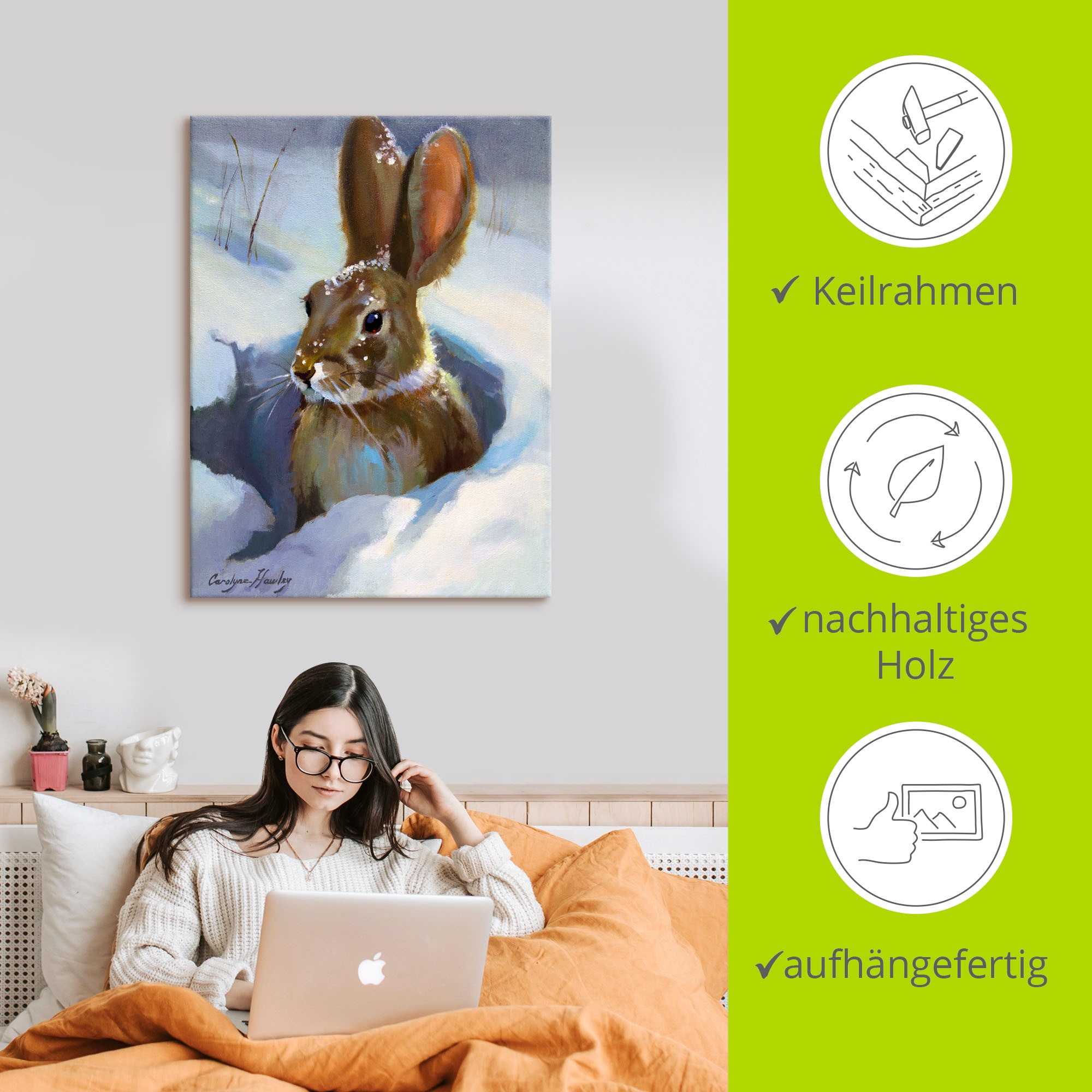 Artland Wandbild »Schneehase«, Wildtiere, (1 St.), als Leinwandbild, Poster in verschied. Größen